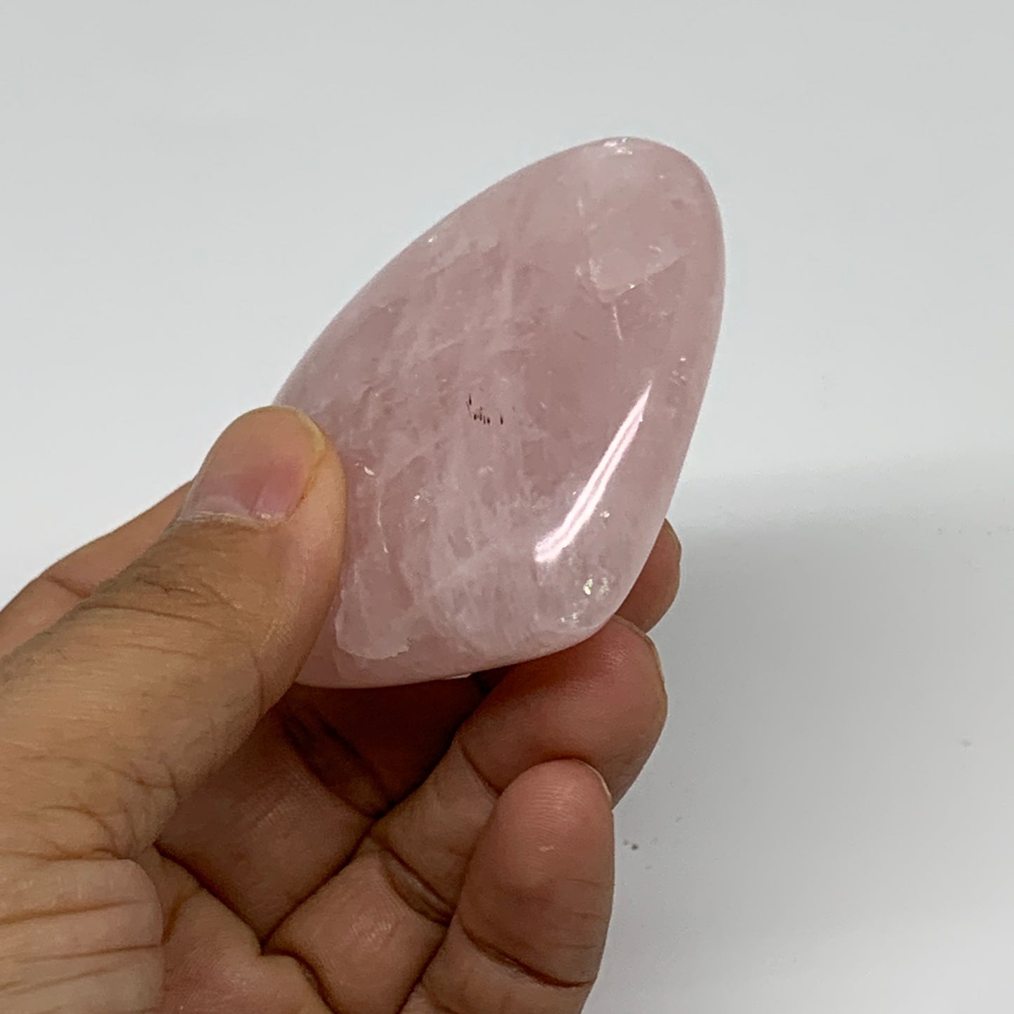114.4g, 2.2"x2.6"x0.9",  Rose Quartz Heart Healing Crystal @Madagascar, B34562