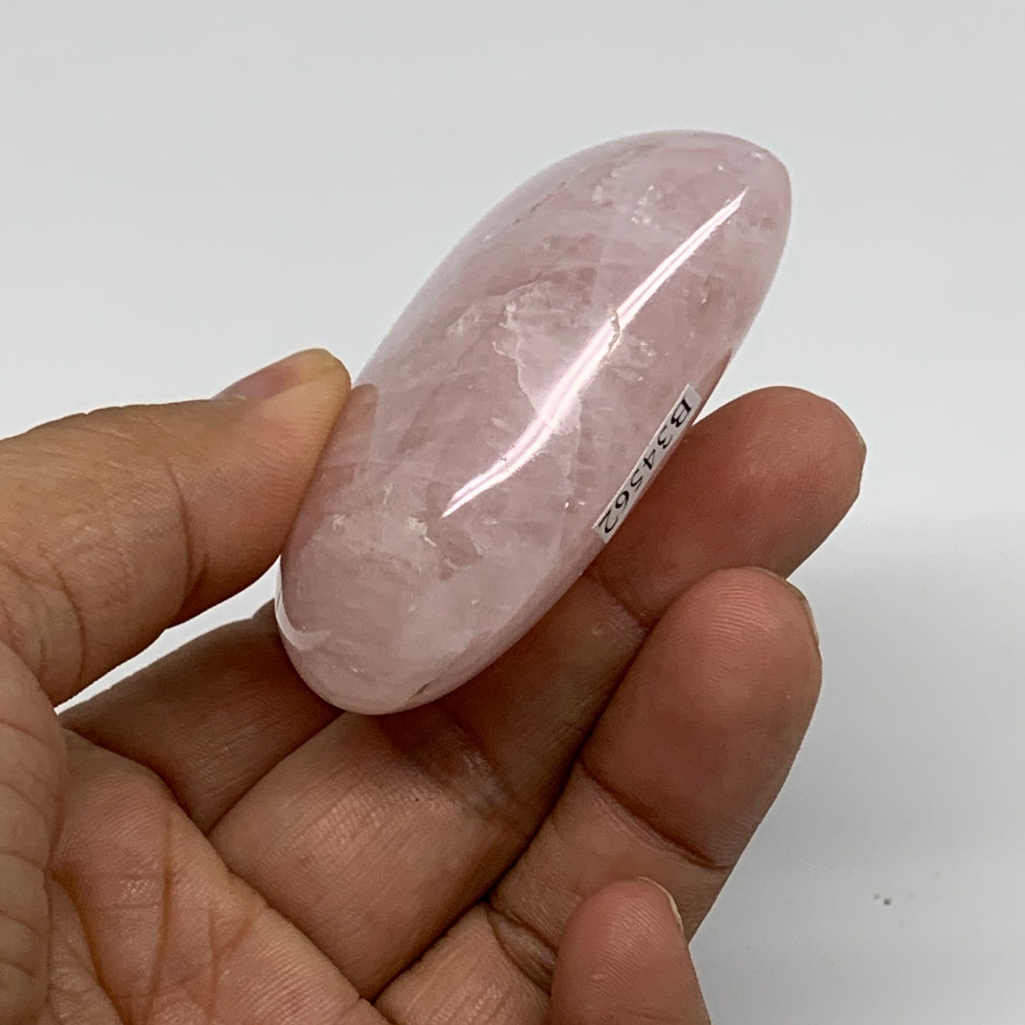 114.4g, 2.2"x2.6"x0.9",  Rose Quartz Heart Healing Crystal @Madagascar, B34562