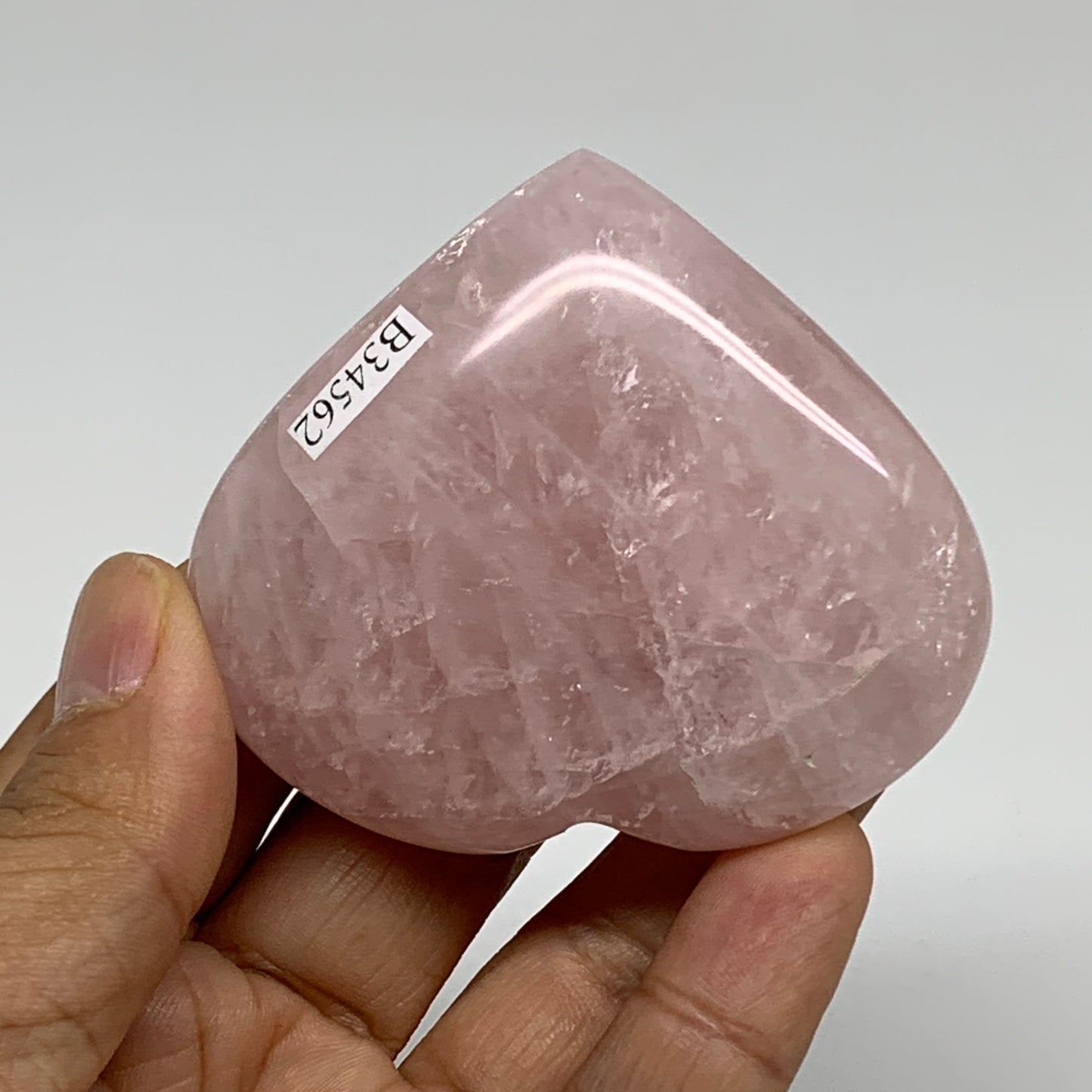 114.4g, 2.2"x2.6"x0.9",  Rose Quartz Heart Healing Crystal @Madagascar, B34562