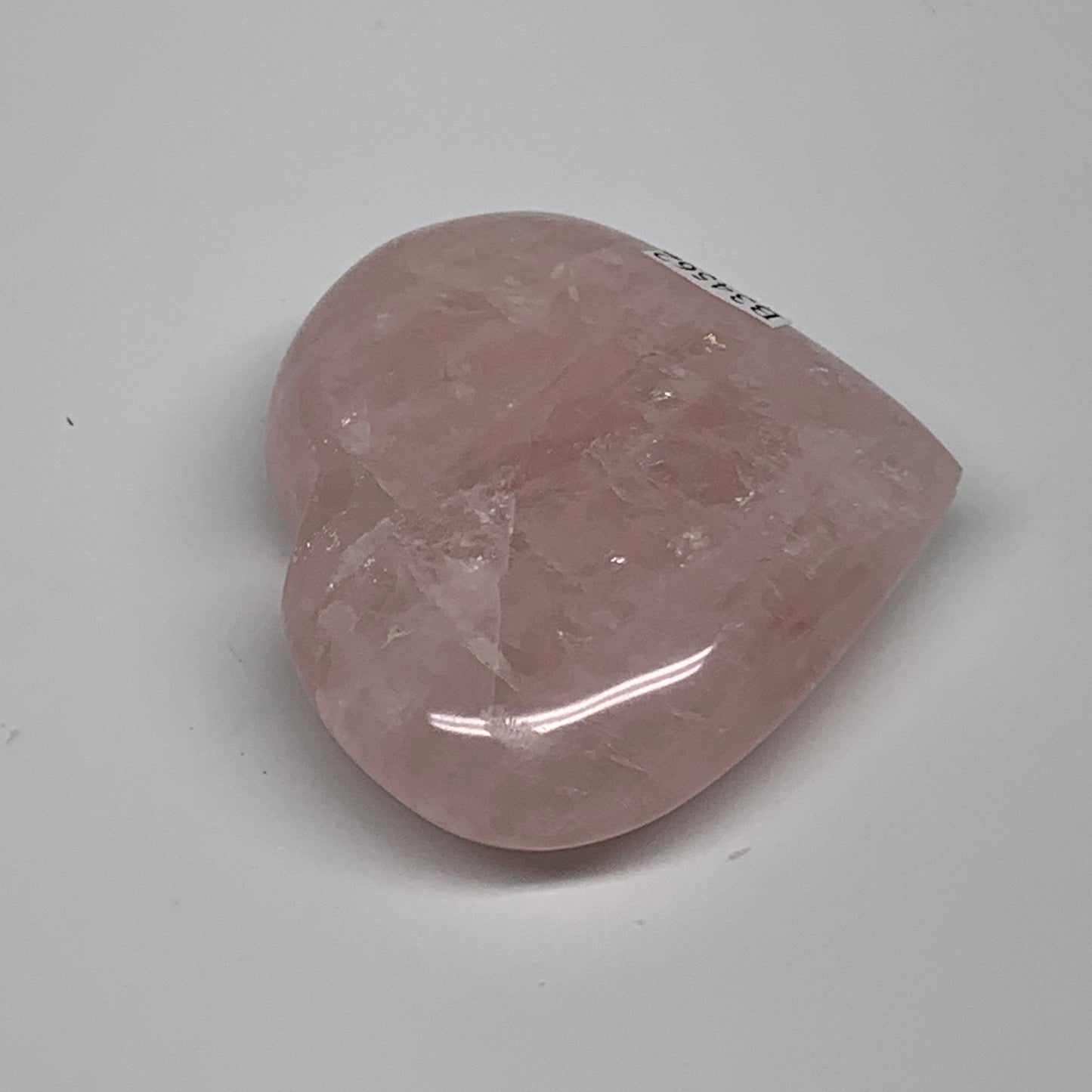 114.4g, 2.2"x2.6"x0.9",  Rose Quartz Heart Healing Crystal @Madagascar, B34562
