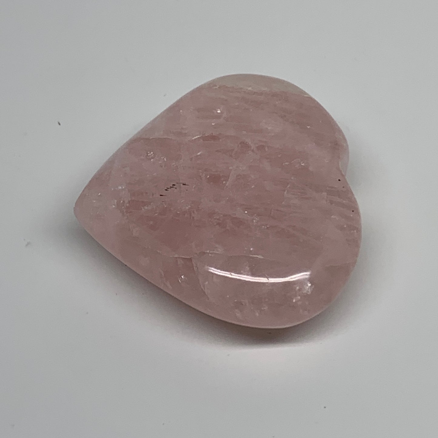 114.4g, 2.2"x2.6"x0.9",  Rose Quartz Heart Healing Crystal @Madagascar, B34562