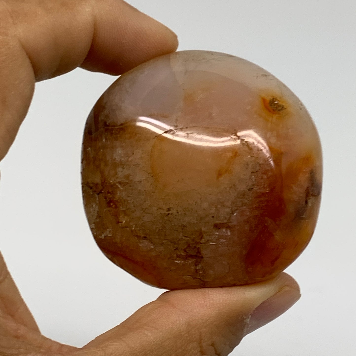 195.2g, 1.9"-2", 2pcs, Red Carnelian Palm-Stone Gem Crystal Polished, B37599