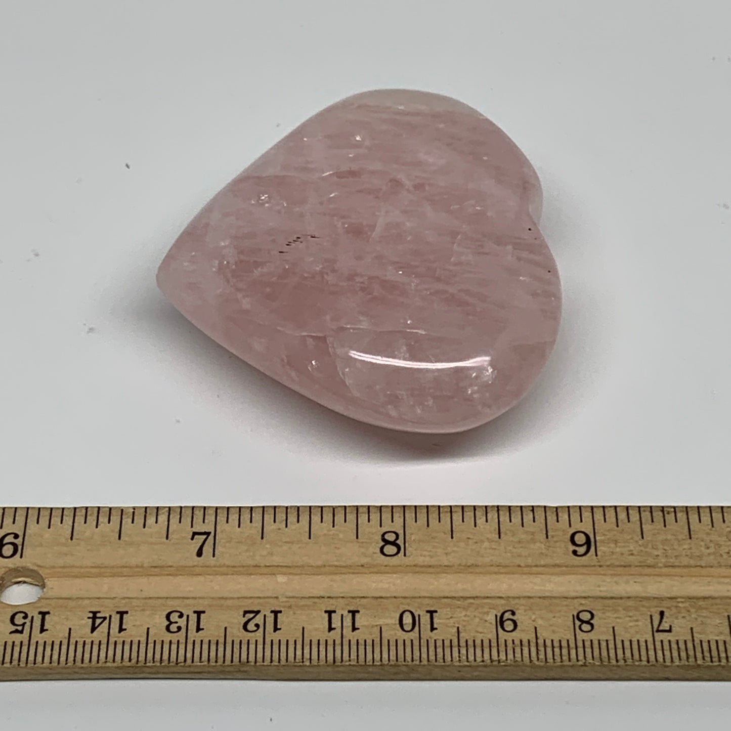 114.4g, 2.2"x2.6"x0.9",  Rose Quartz Heart Healing Crystal @Madagascar, B34562