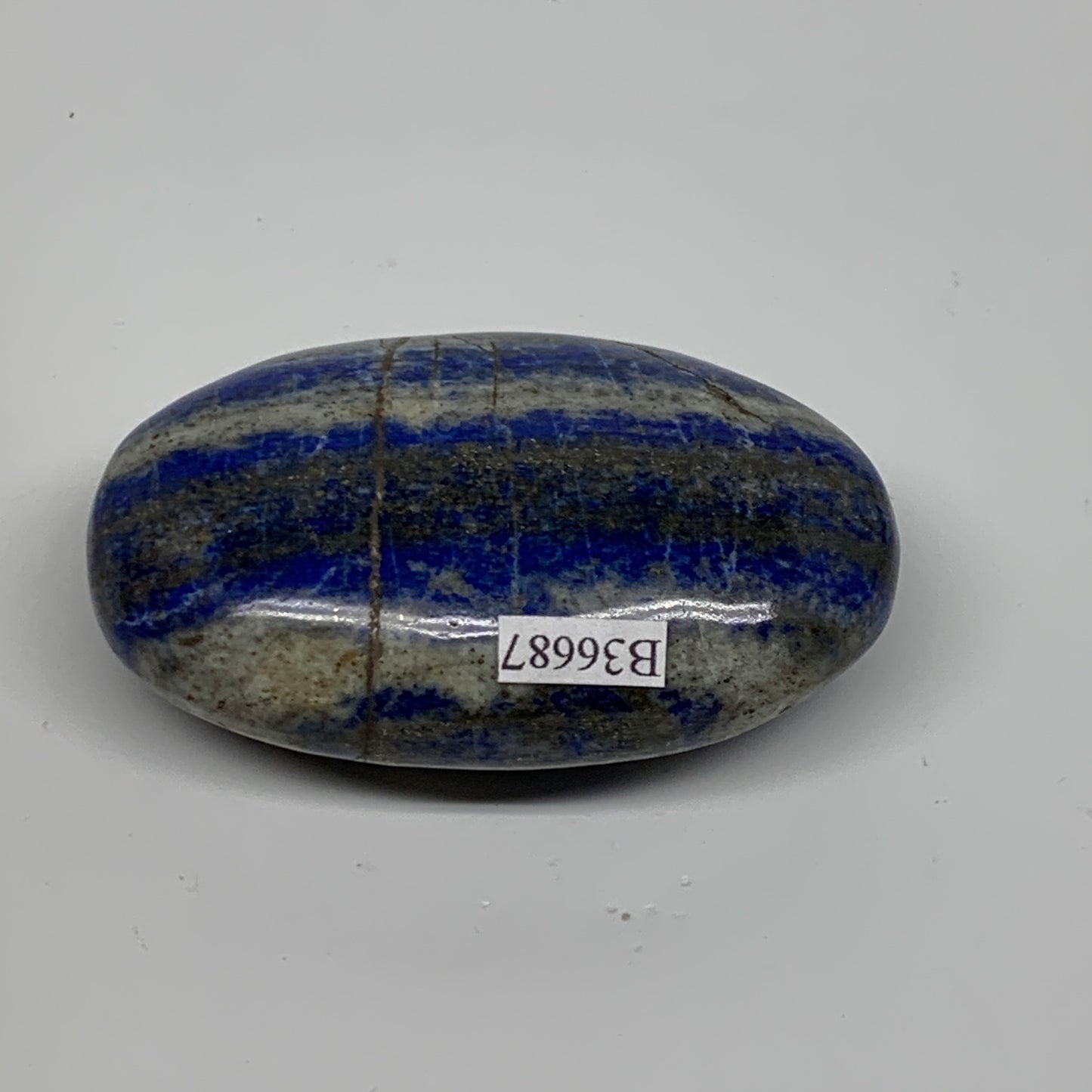 127.3g, 2.7"x1.7"x1", Natural Lapis Lazuli Palm Stone @Afghanistan, B36687
