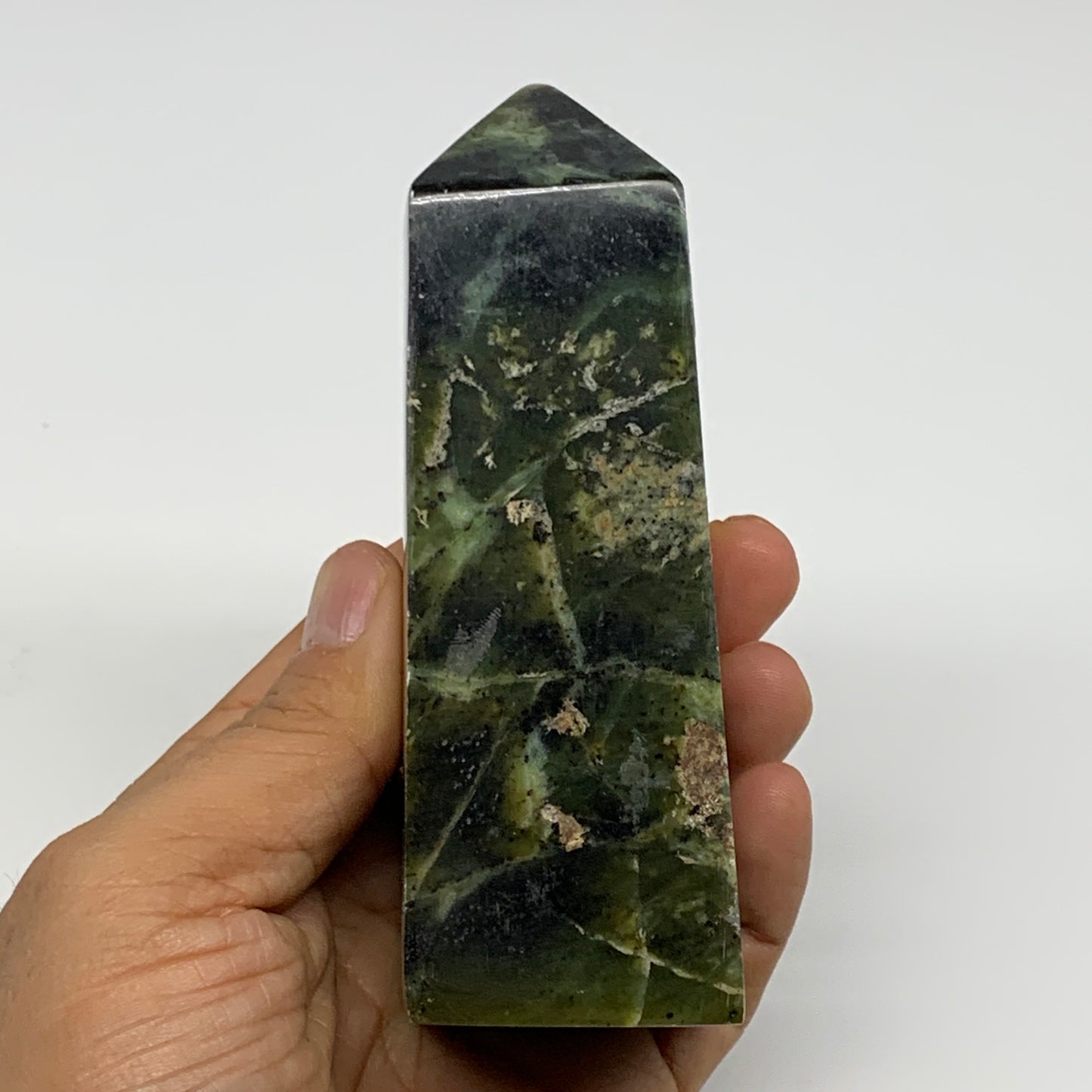 357.7g, 4.4"x1.6"x1.5", Serpentine Point Tower Obelisk Crystal @Pakistan, B29649