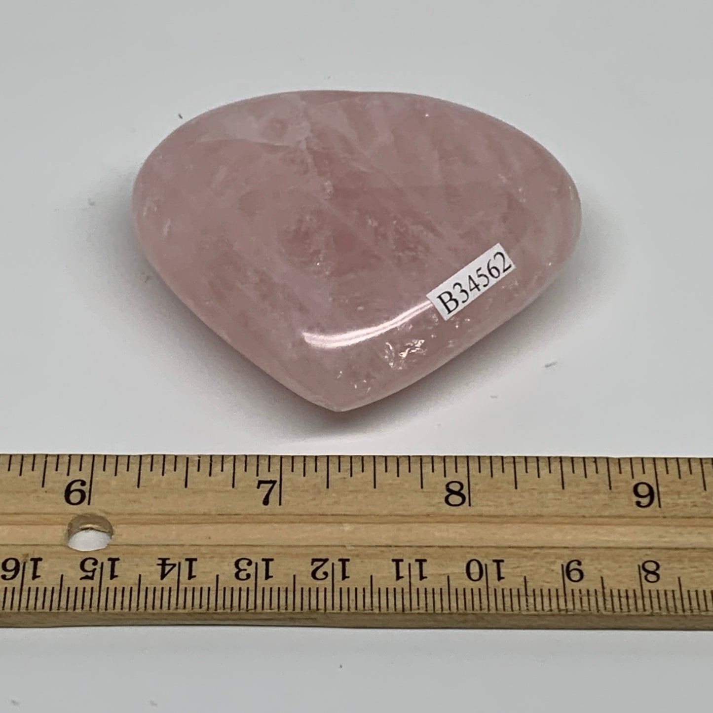114.4g, 2.2"x2.6"x0.9",  Rose Quartz Heart Healing Crystal @Madagascar, B34562