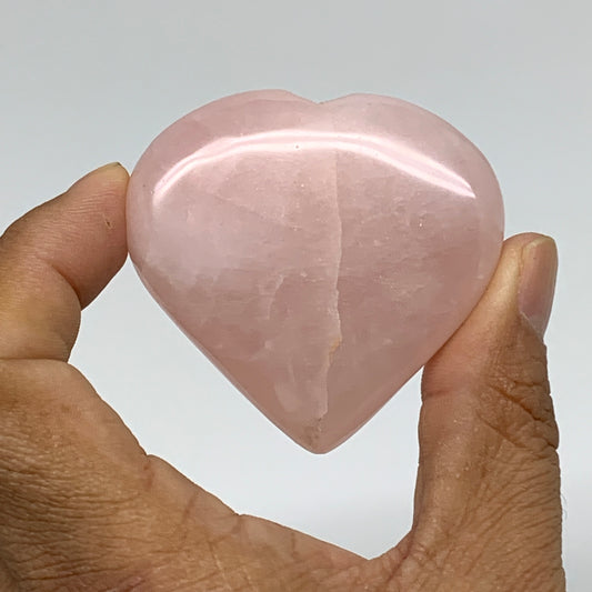72.7g, 2"x2.2"x0.7",  Rose Quartz Heart Healing Crystal @Madagascar, B34563