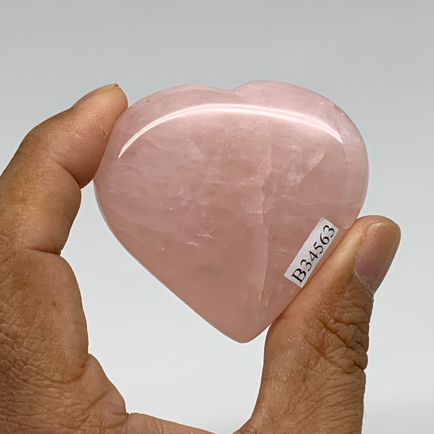 72.7g, 2"x2.2"x0.7",  Rose Quartz Heart Healing Crystal @Madagascar, B34563