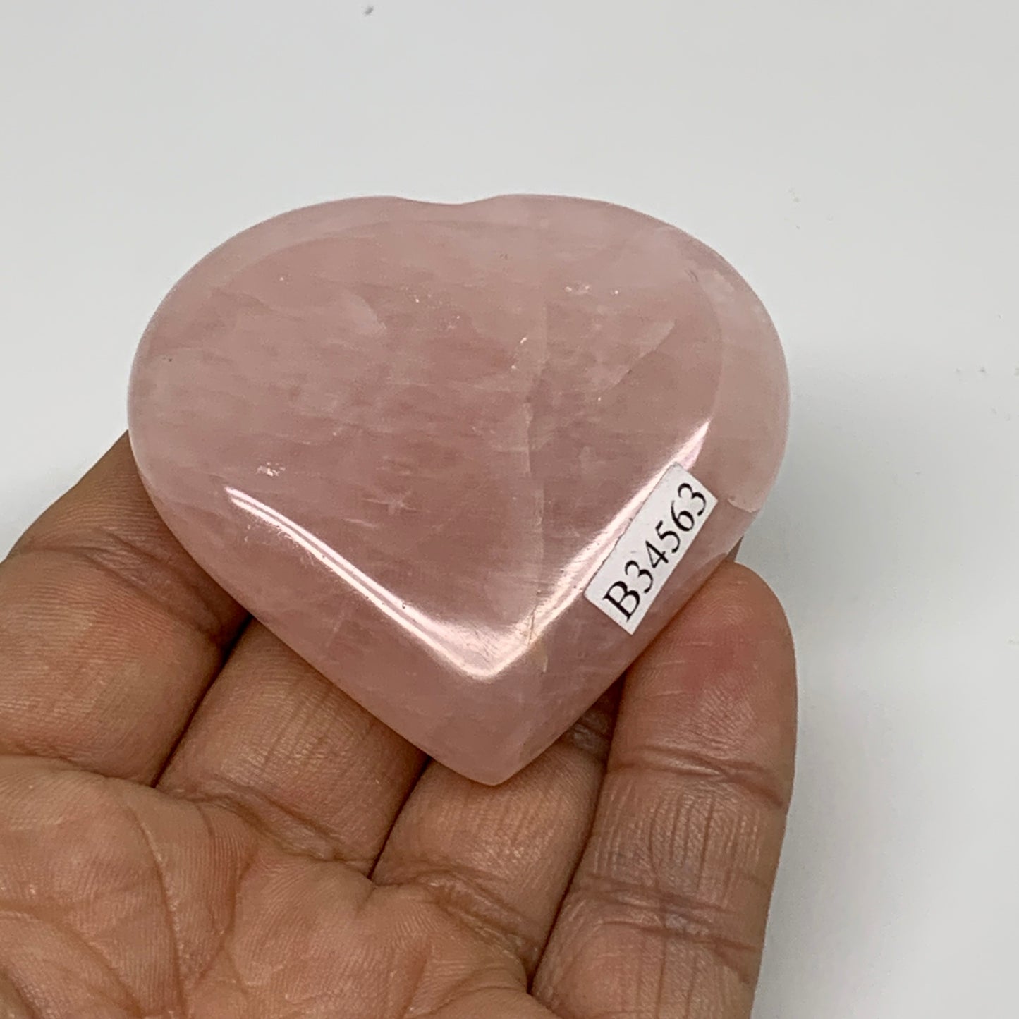 72.7g, 2"x2.2"x0.7",  Rose Quartz Heart Healing Crystal @Madagascar, B34563