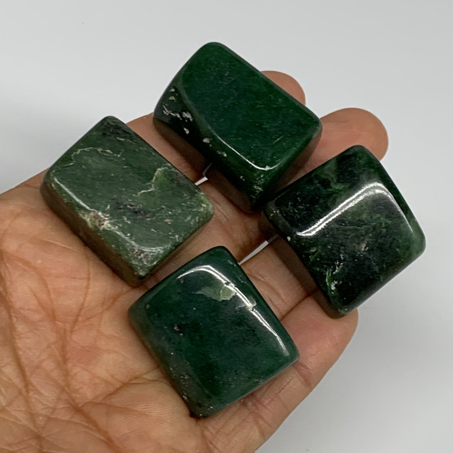 123.1g, 1"-1.2", 4pcs, Natural Nephrite Jade Tumbled Stone @Afghanistan,B31918