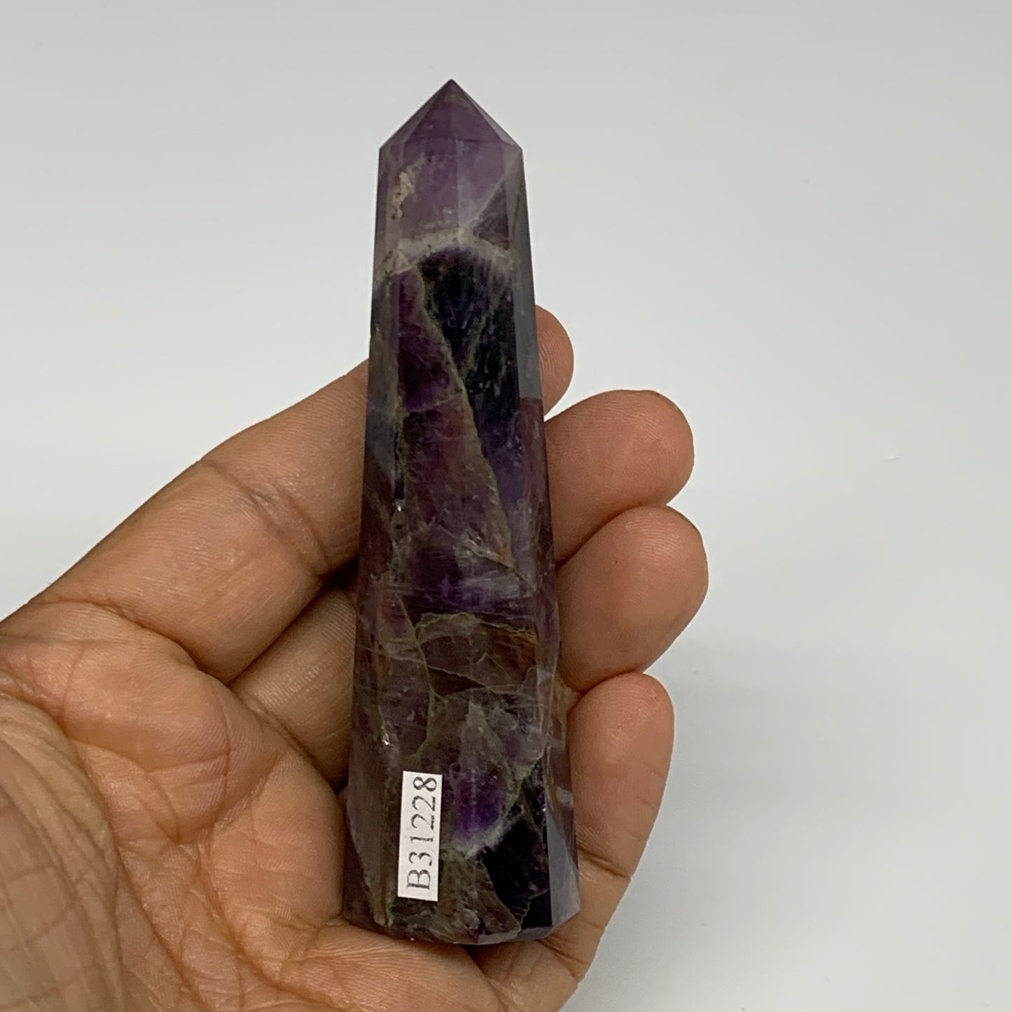 71.6g, 3.6"x0.9"x0.9", Natural Amethyst Tower Point Obelisk @Brazil, B31228