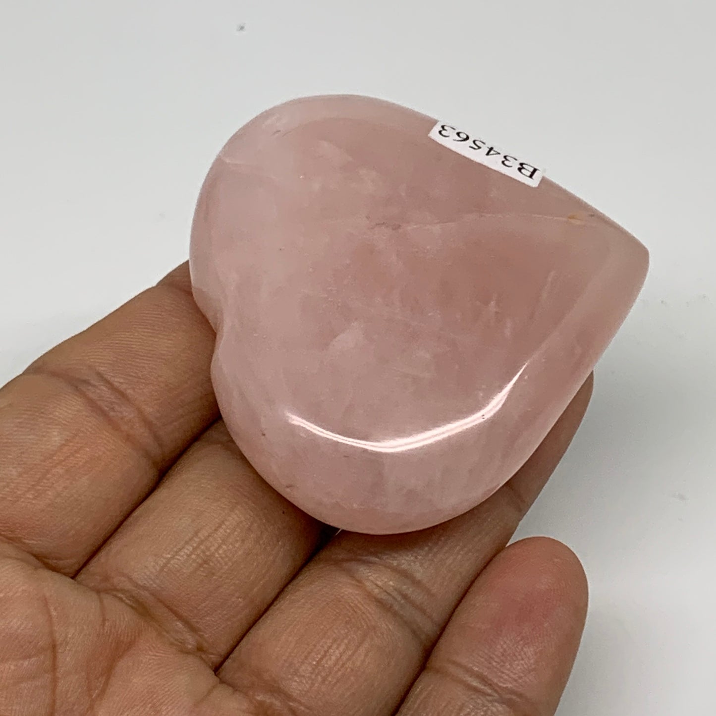 72.7g, 2"x2.2"x0.7",  Rose Quartz Heart Healing Crystal @Madagascar, B34563