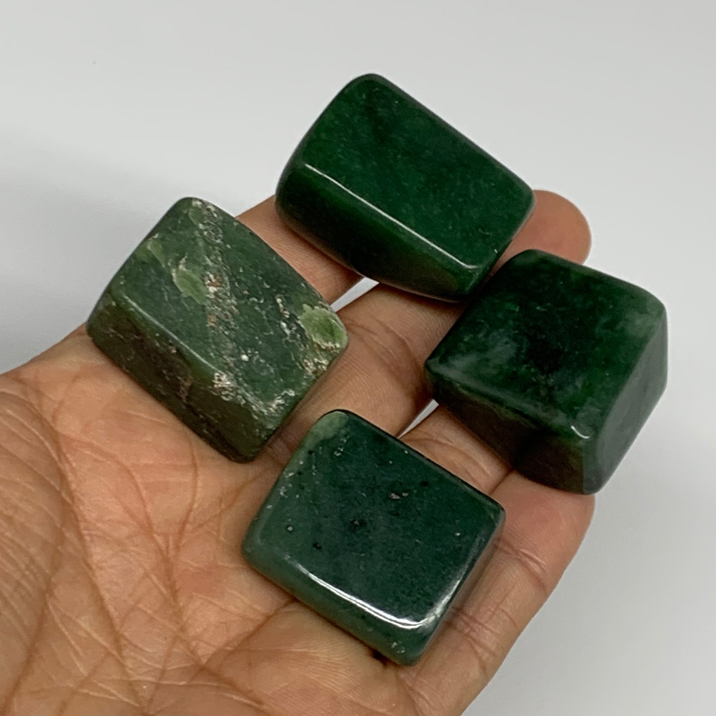 123.1g, 1"-1.2", 4pcs, Natural Nephrite Jade Tumbled Stone @Afghanistan,B31918