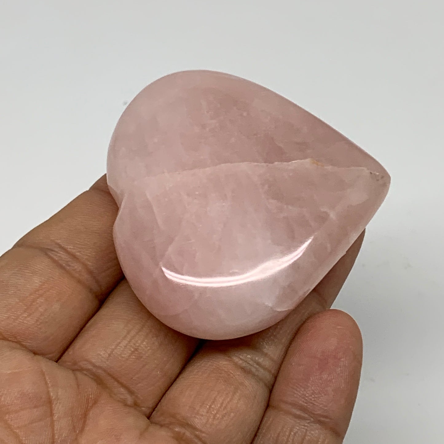 72.7g, 2"x2.2"x0.7",  Rose Quartz Heart Healing Crystal @Madagascar, B34563