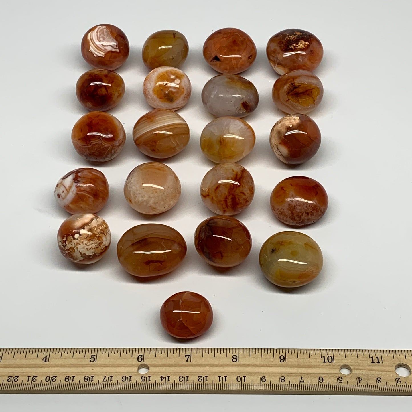 1015g, 1.1" - 1.6", 21pcs, Small Red Carnelian Palm-Stone Tumbled Crystal, B2812