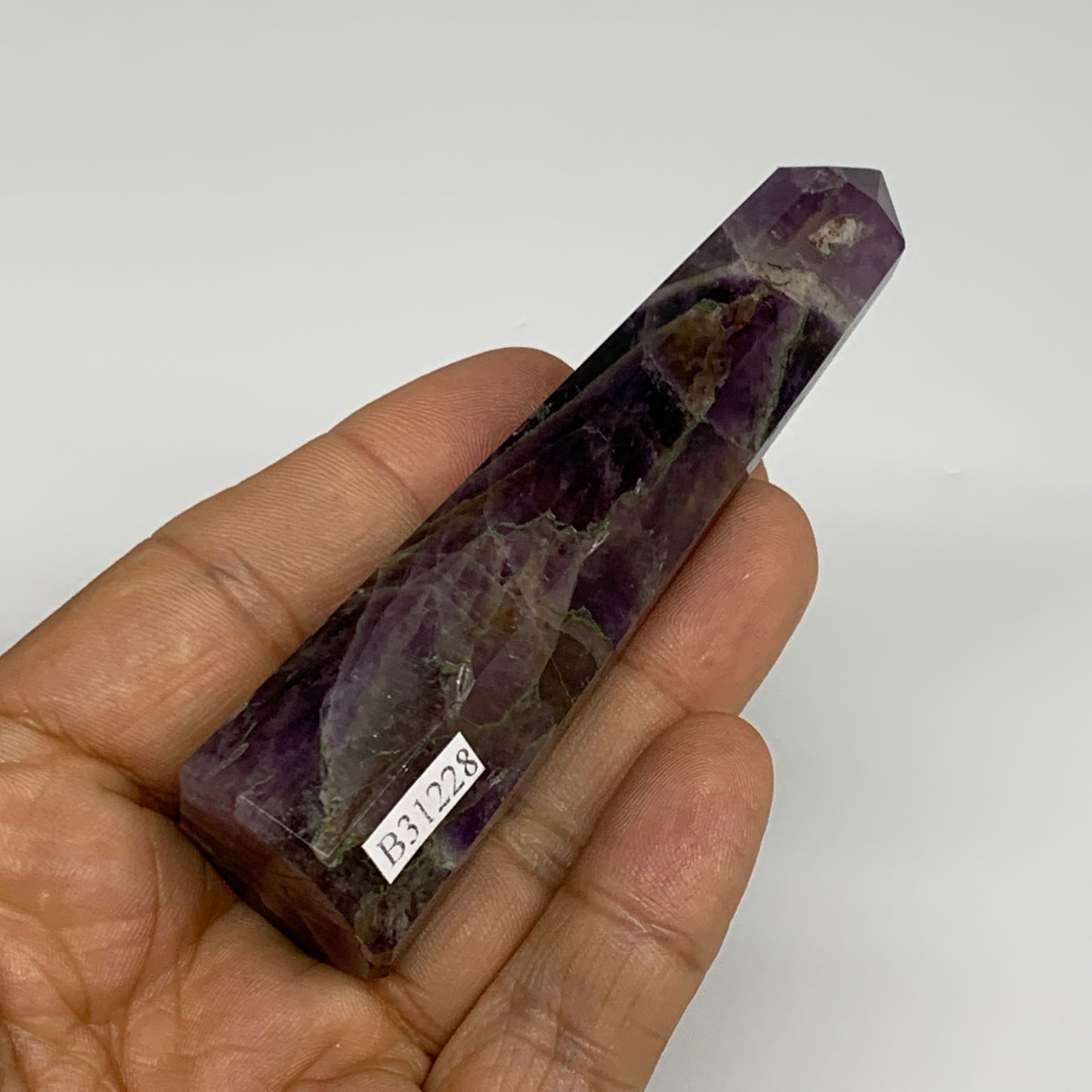 71.6g, 3.6"x0.9"x0.9", Natural Amethyst Tower Point Obelisk @Brazil, B31228