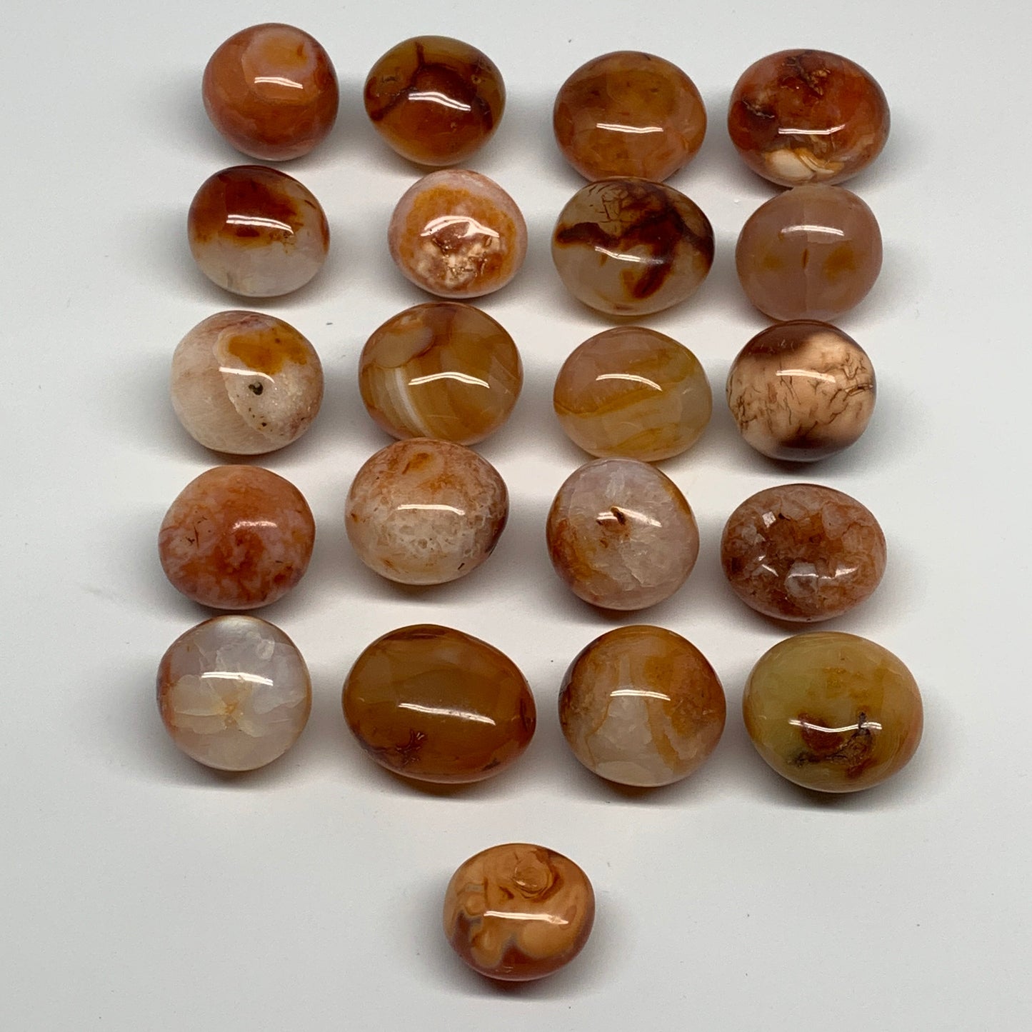 1015g, 1.1" - 1.6", 21pcs, Small Red Carnelian Palm-Stone Tumbled Crystal, B2812