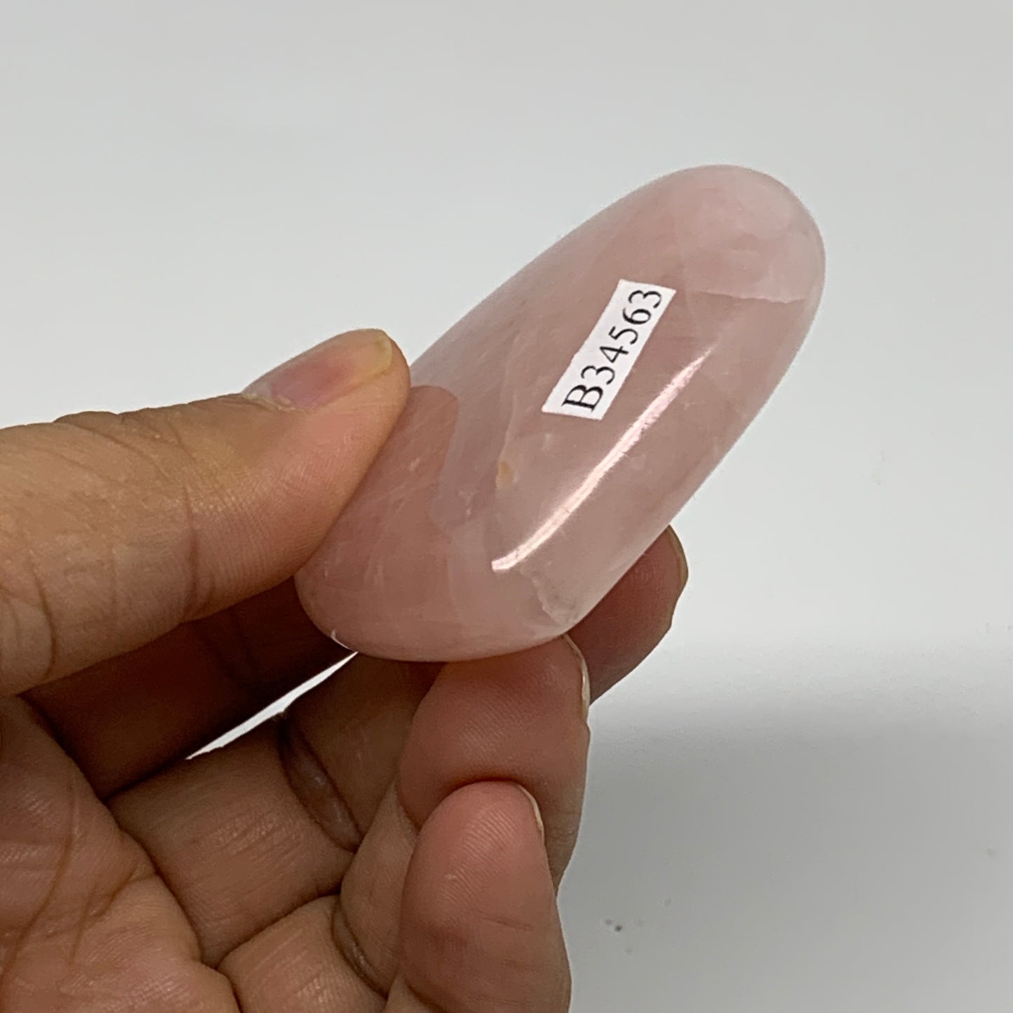 72.7g, 2"x2.2"x0.7",  Rose Quartz Heart Healing Crystal @Madagascar, B34563