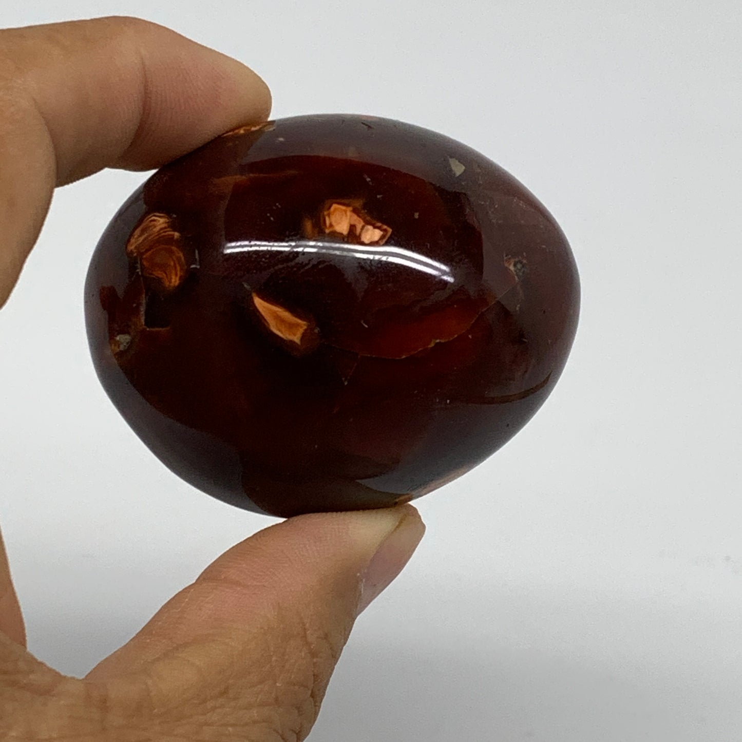 242g, 2"-2.1", 3pcs, Red Carnelian Palm-Stone Gem Crystal Polished, B37600