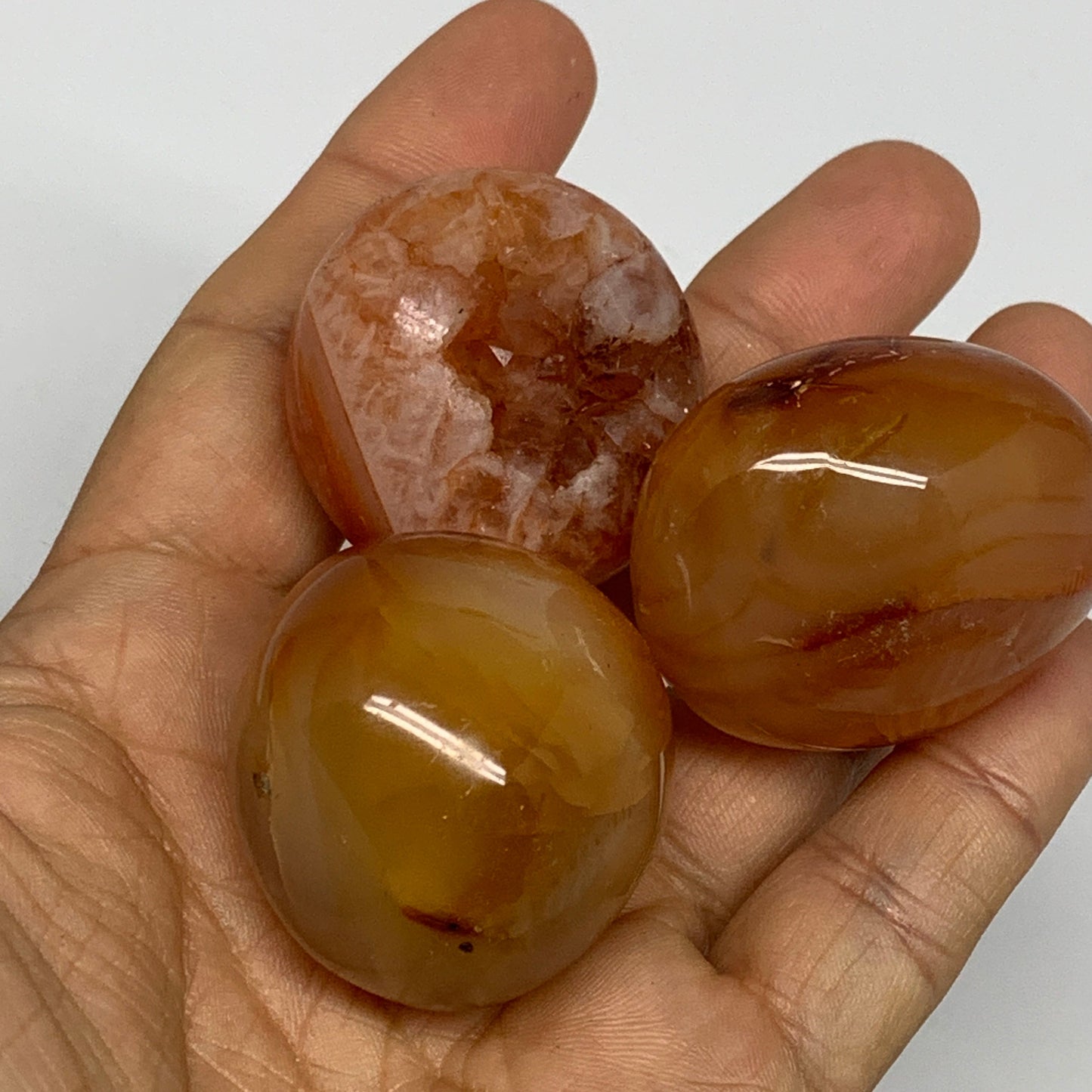 1015g, 1.1" - 1.6", 21pcs, Small Red Carnelian Palm-Stone Tumbled Crystal, B2812