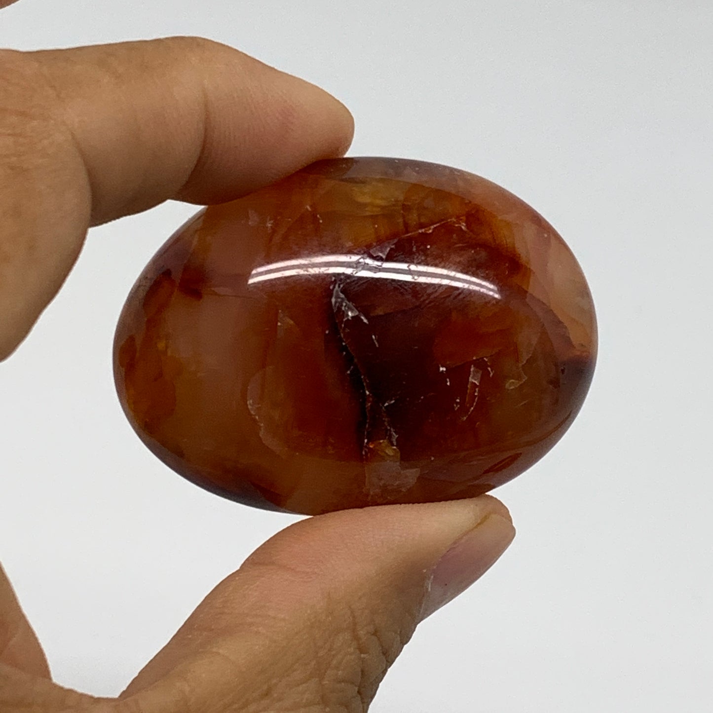 242g, 2"-2.1", 3pcs, Red Carnelian Palm-Stone Gem Crystal Polished, B37600