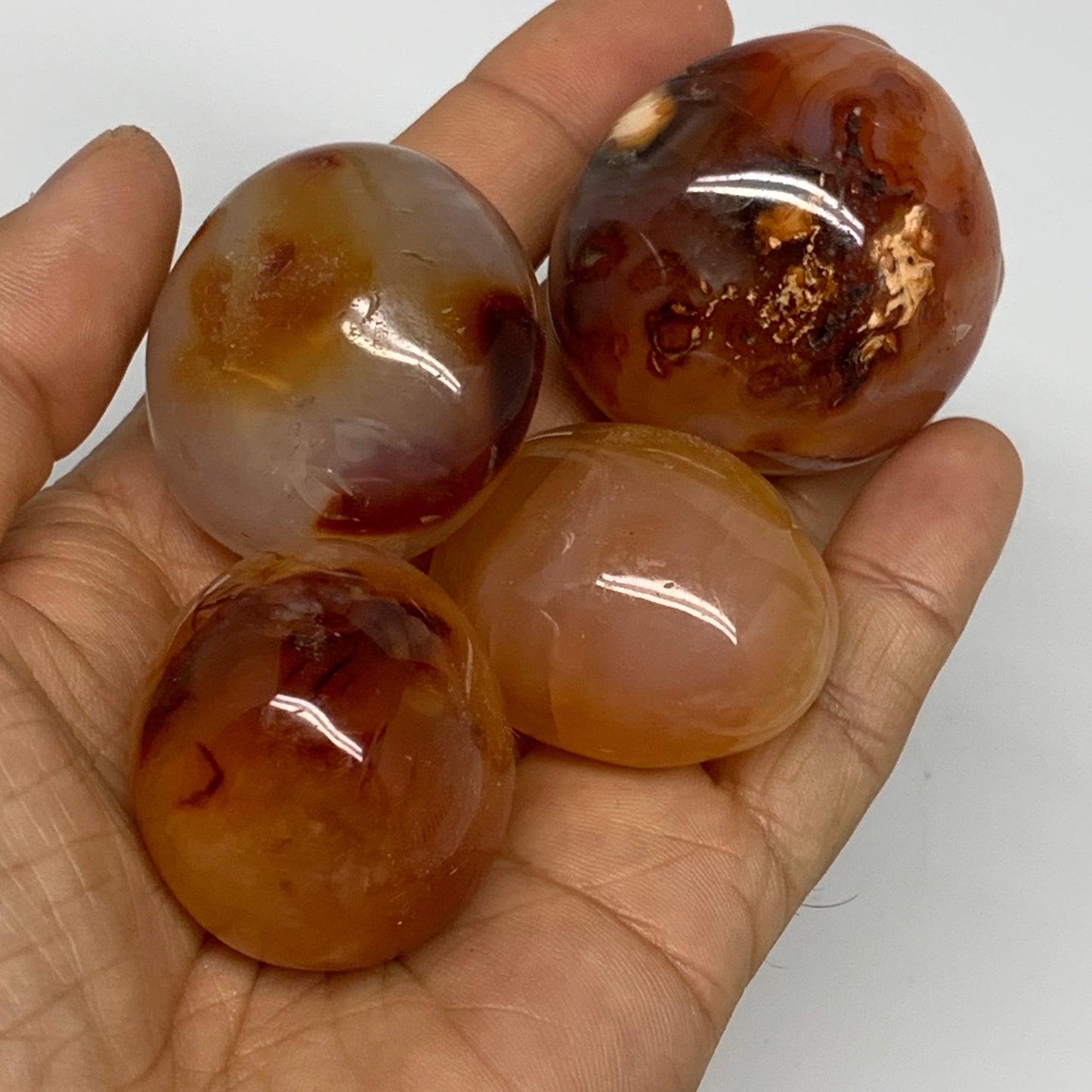 1015g, 1.1" - 1.6", 21pcs, Small Red Carnelian Palm-Stone Tumbled Crystal, B2812