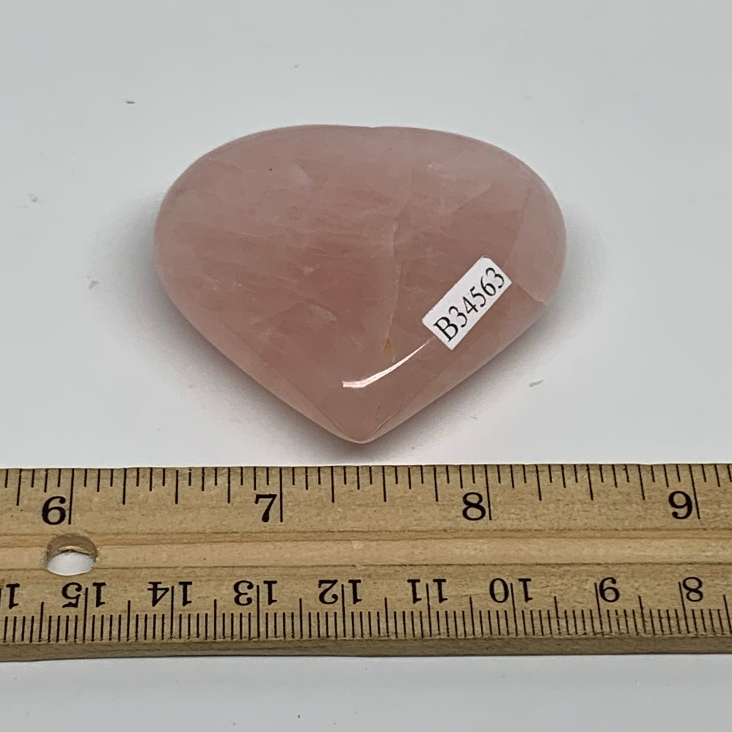 72.7g, 2"x2.2"x0.7",  Rose Quartz Heart Healing Crystal @Madagascar, B34563