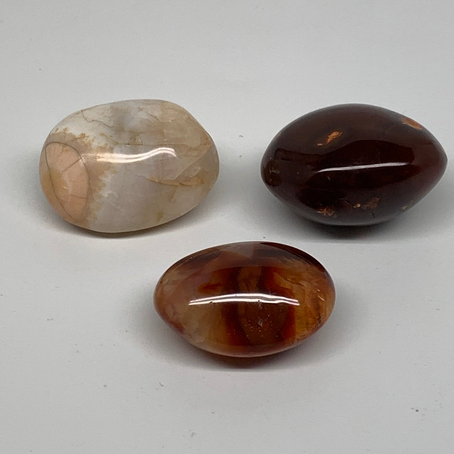 242g, 2"-2.1", 3pcs, Red Carnelian Palm-Stone Gem Crystal Polished, B37600