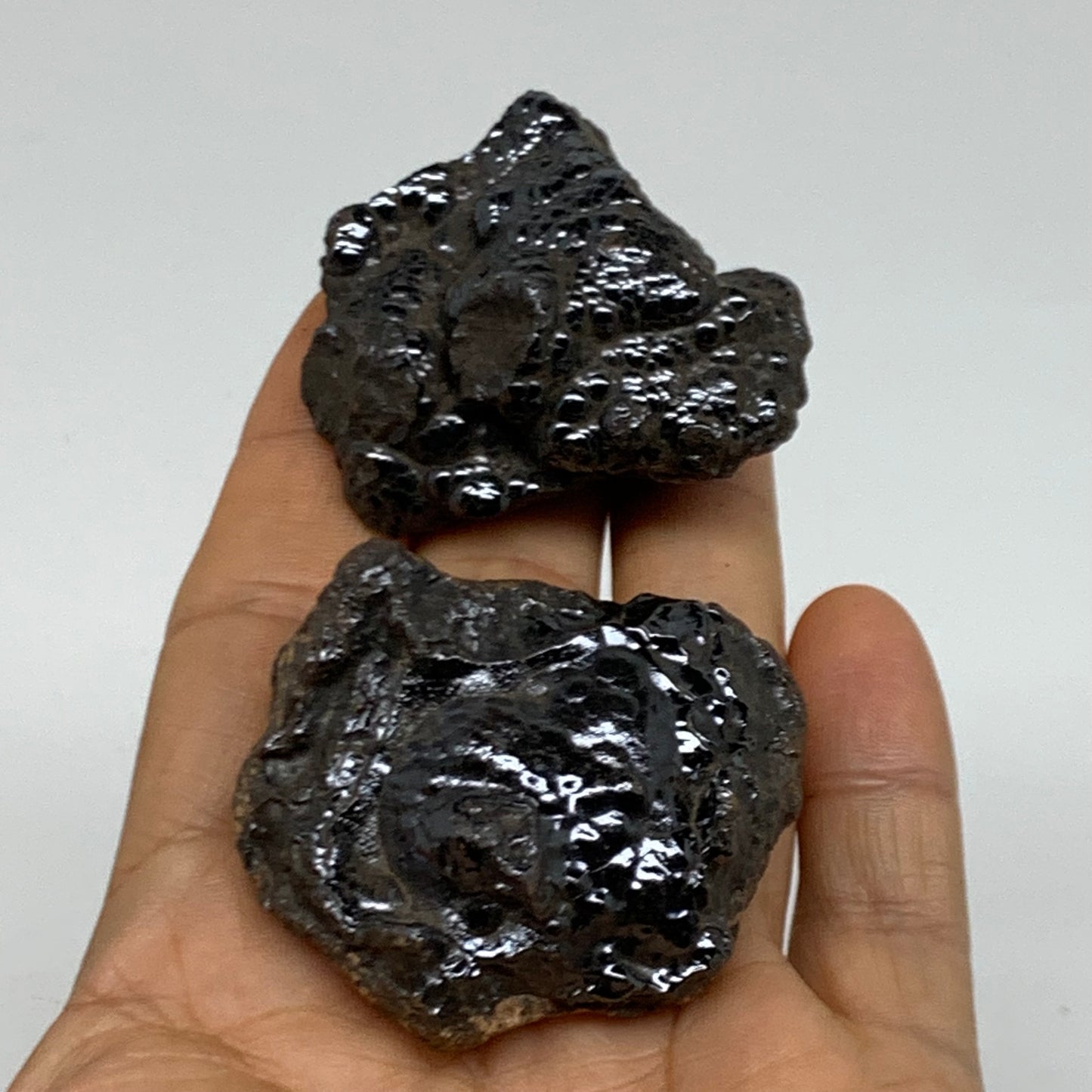 130g, 1.8" - 2", 2 pcs, Rough Hematite Botryoidal Mineral Crystal, B38458