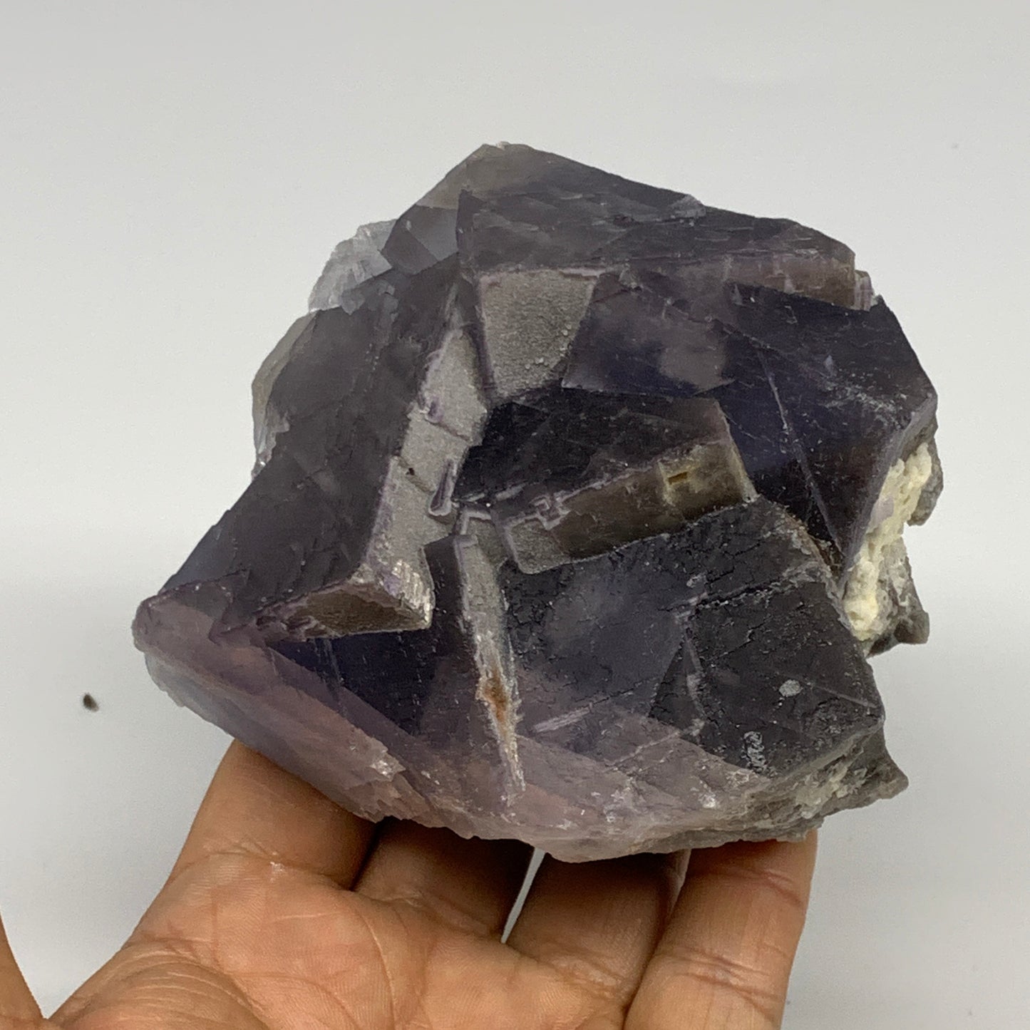 0.698 lbs, 3.5"x3.4"x2.6", Purple Fluorite Crystal Mineral Specimen @Pakistan, B