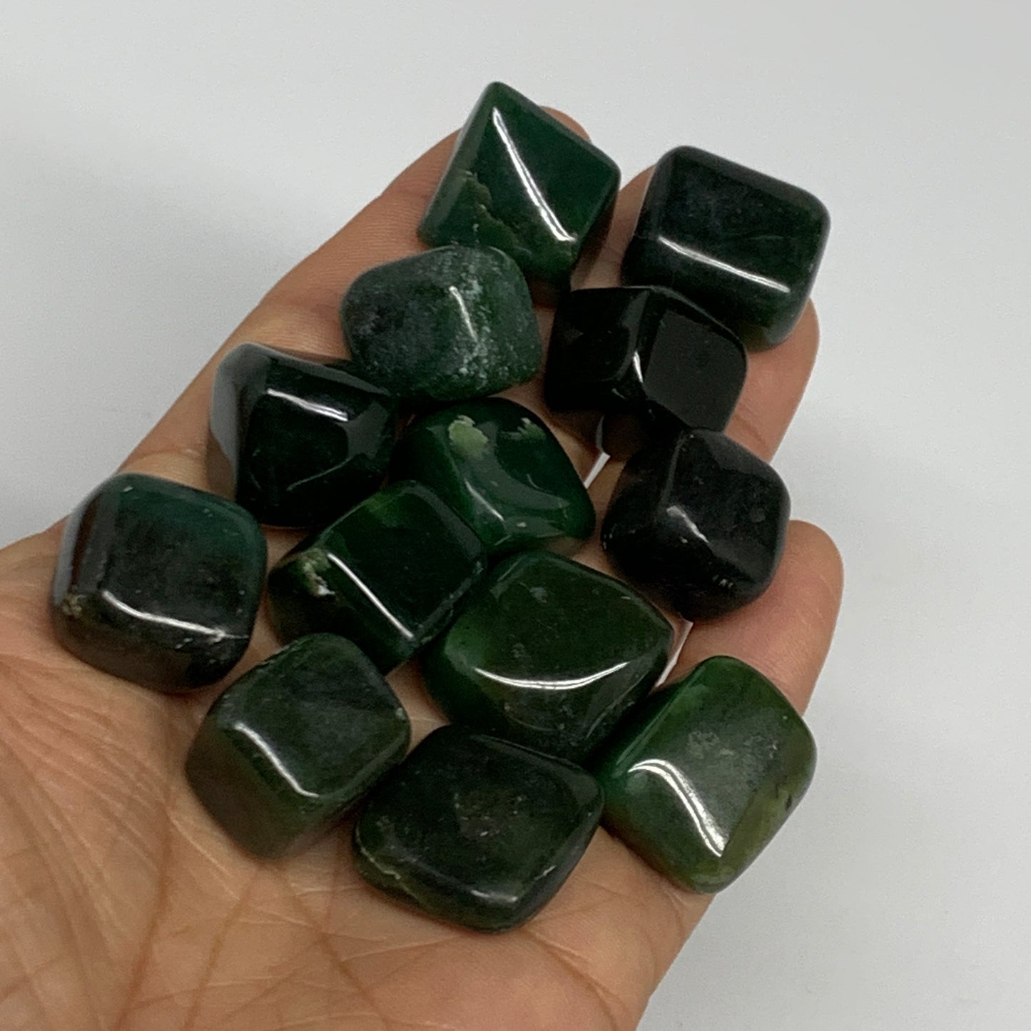 144.9g, 0.6"-0.8", 13pcs, Natural Nephrite Jade Tumbled Stone @Afghanistan,B3192