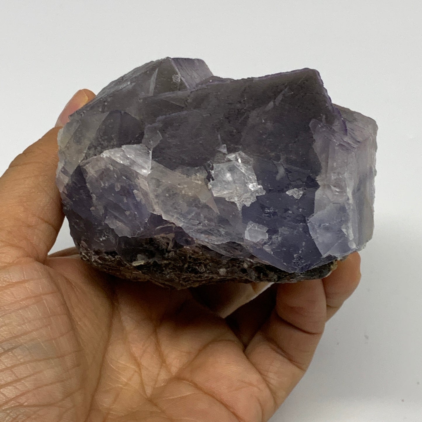 0.698 lbs, 3.5"x3.4"x2.6", Purple Fluorite Crystal Mineral Specimen @Pakistan, B