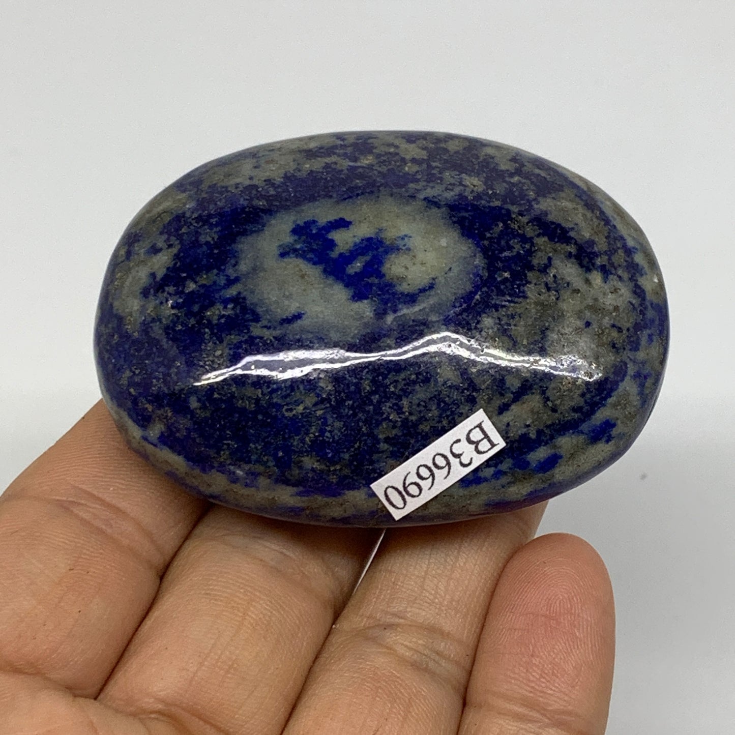 109.9g, 2.4"x1.8"x0.9", Natural Lapis Lazuli Palm Stone @Afghanistan, B36690