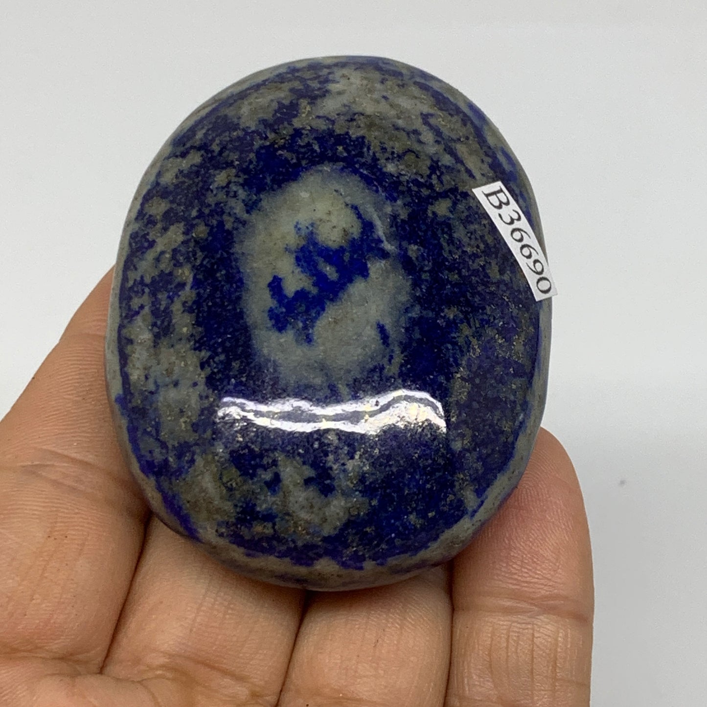 109.9g, 2.4"x1.8"x0.9", Natural Lapis Lazuli Palm Stone @Afghanistan, B36690