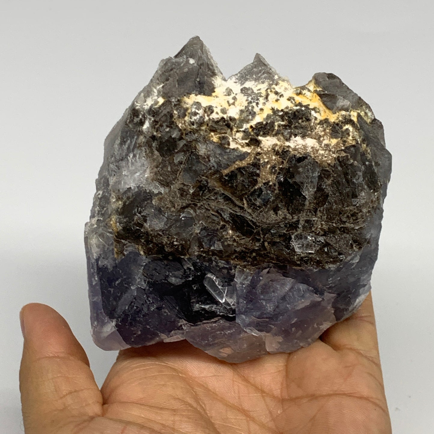 0.698 lbs, 3.5"x3.4"x2.6", Purple Fluorite Crystal Mineral Specimen @Pakistan, B