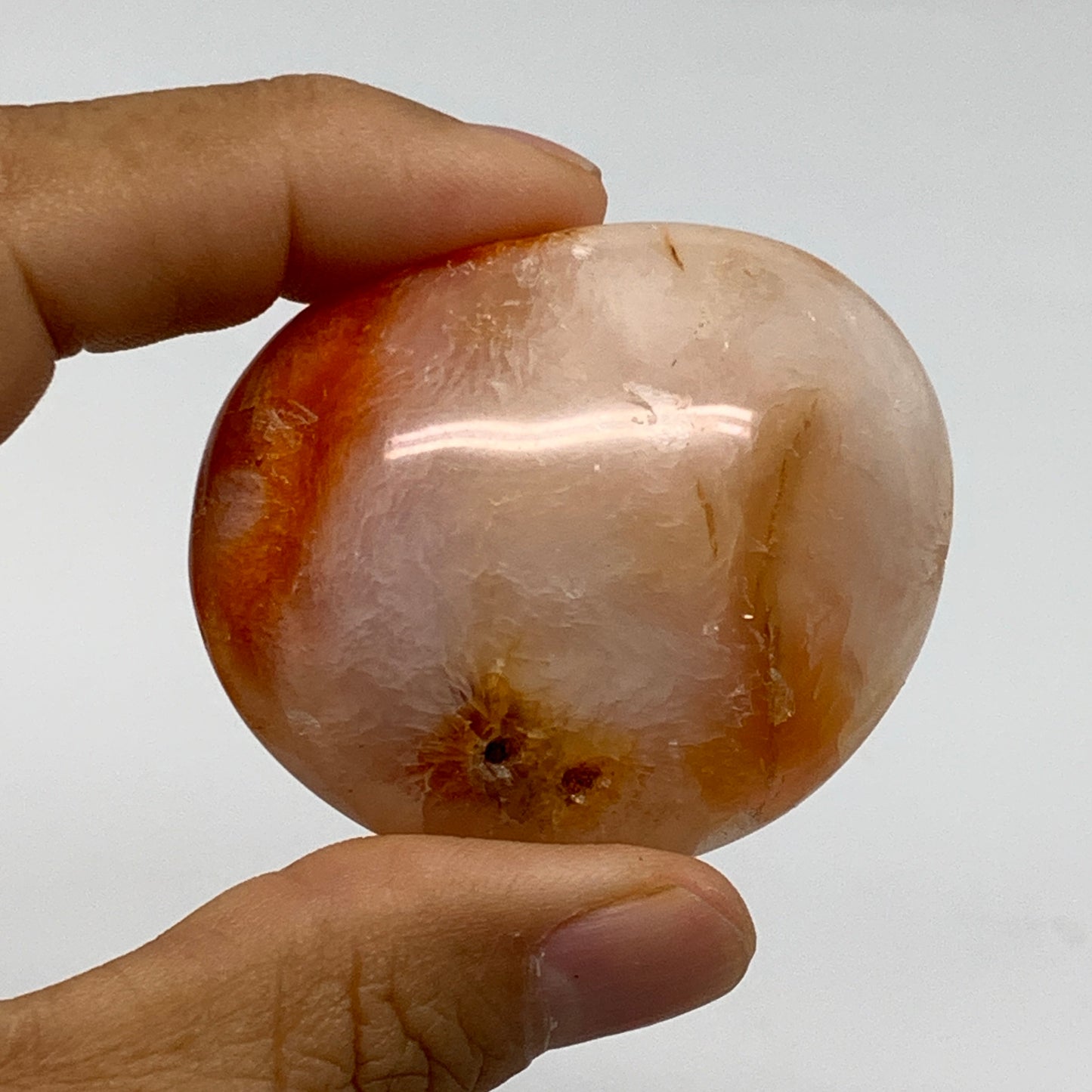 227.2g, 2"-2", 3pcs, Red Carnelian Palm-Stone Gem Crystal Polished, B37601