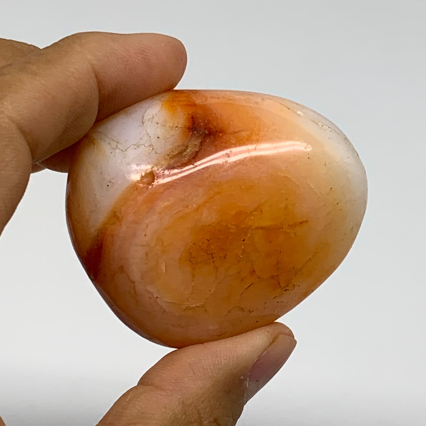 227.2g, 2"-2", 3pcs, Red Carnelian Palm-Stone Gem Crystal Polished, B37601