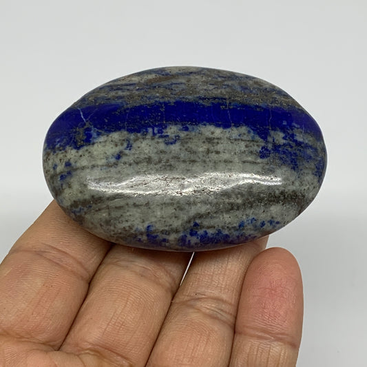 108.3g, 2.6"x1.8"x0.9", Natural Lapis Lazuli Palm Stone @Afghanistan, B36691