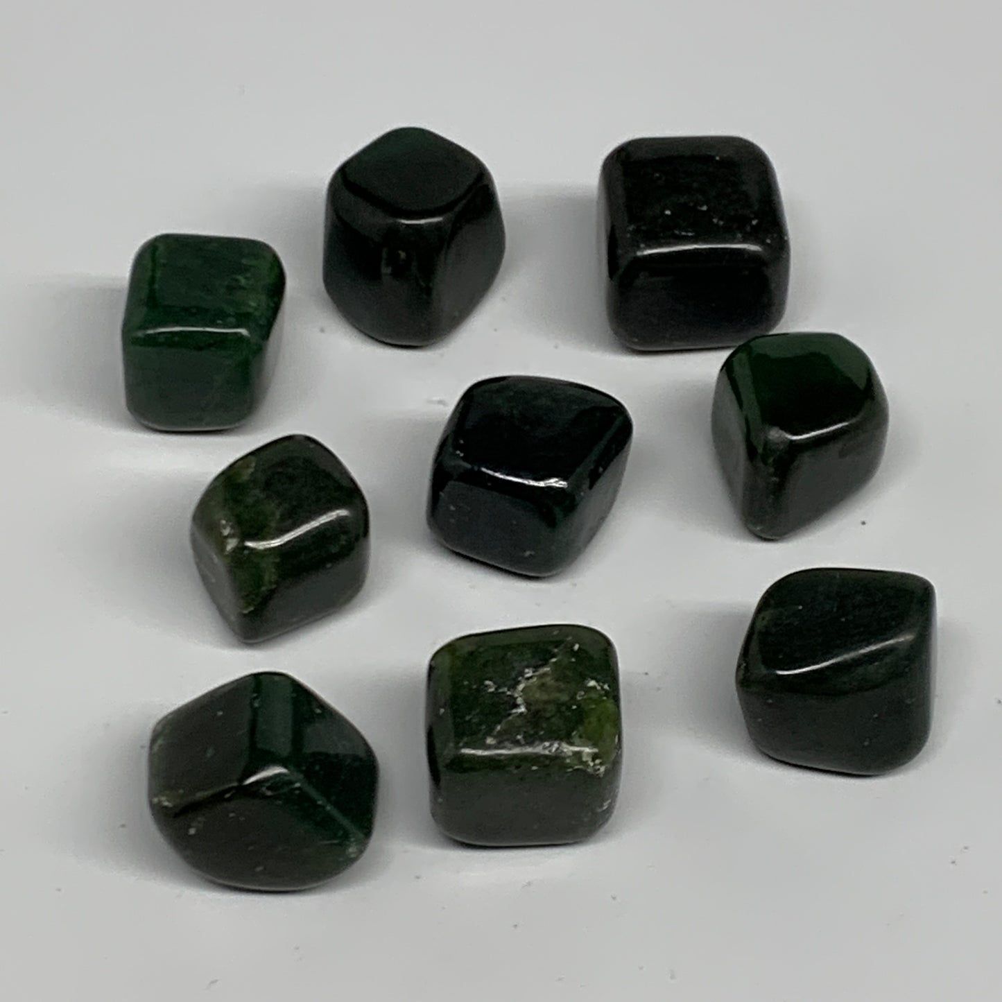 140g, 0.7"-0.9", 9pcs, Natural Nephrite Jade Tumbled Stone @Afghanistan,B31921