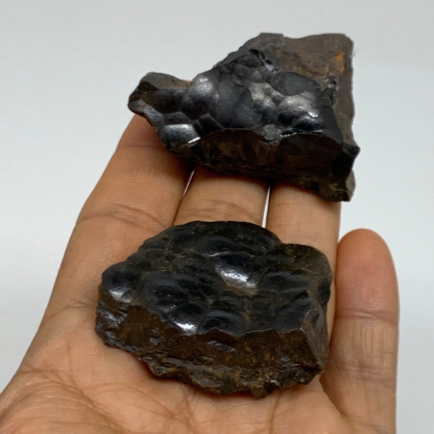 124.9g, 1.8" - 2", 2 pcs, Rough Hematite Botryoidal Mineral Crystal, B38459