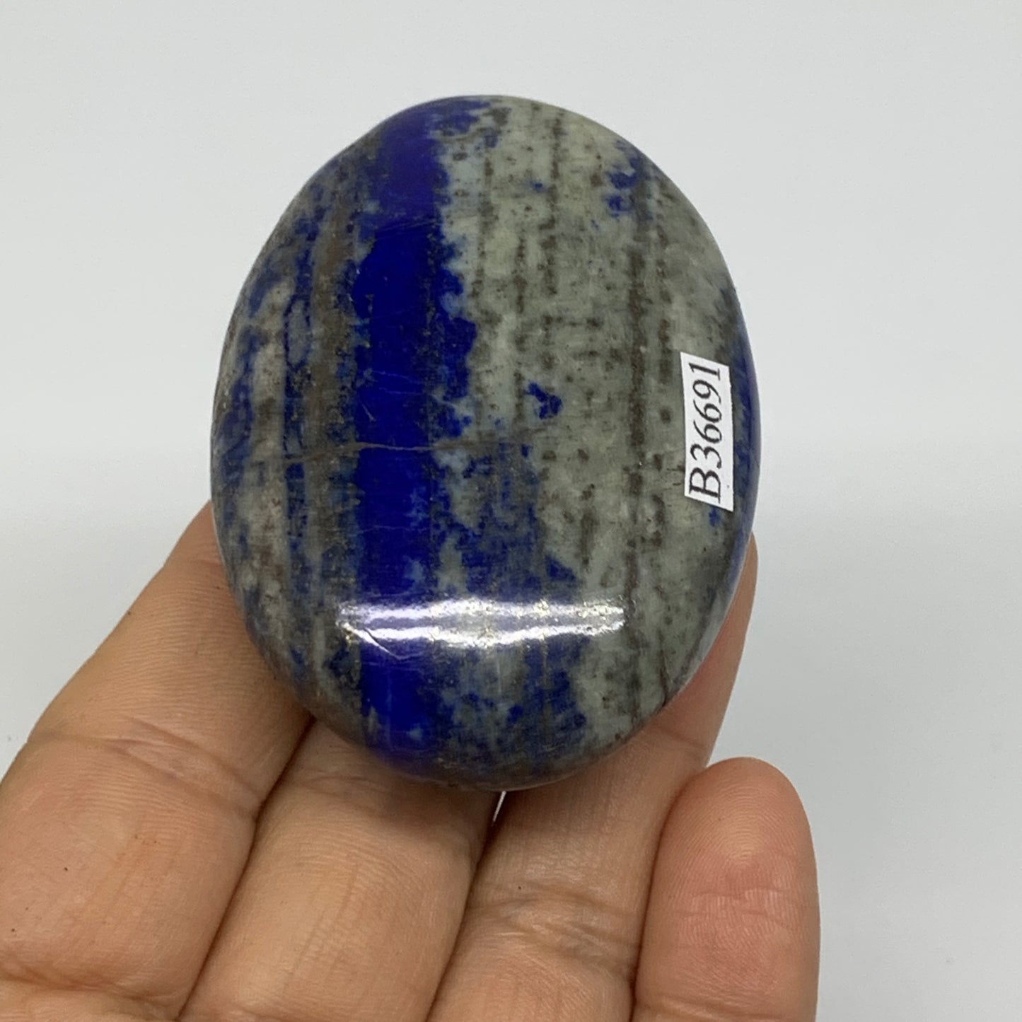 108.3g, 2.6"x1.8"x0.9", Natural Lapis Lazuli Palm Stone @Afghanistan, B36691