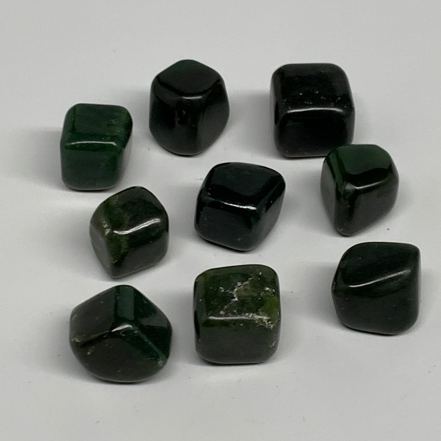140g, 0.7"-0.9", 9pcs, Natural Nephrite Jade Tumbled Stone @Afghanistan,B31921