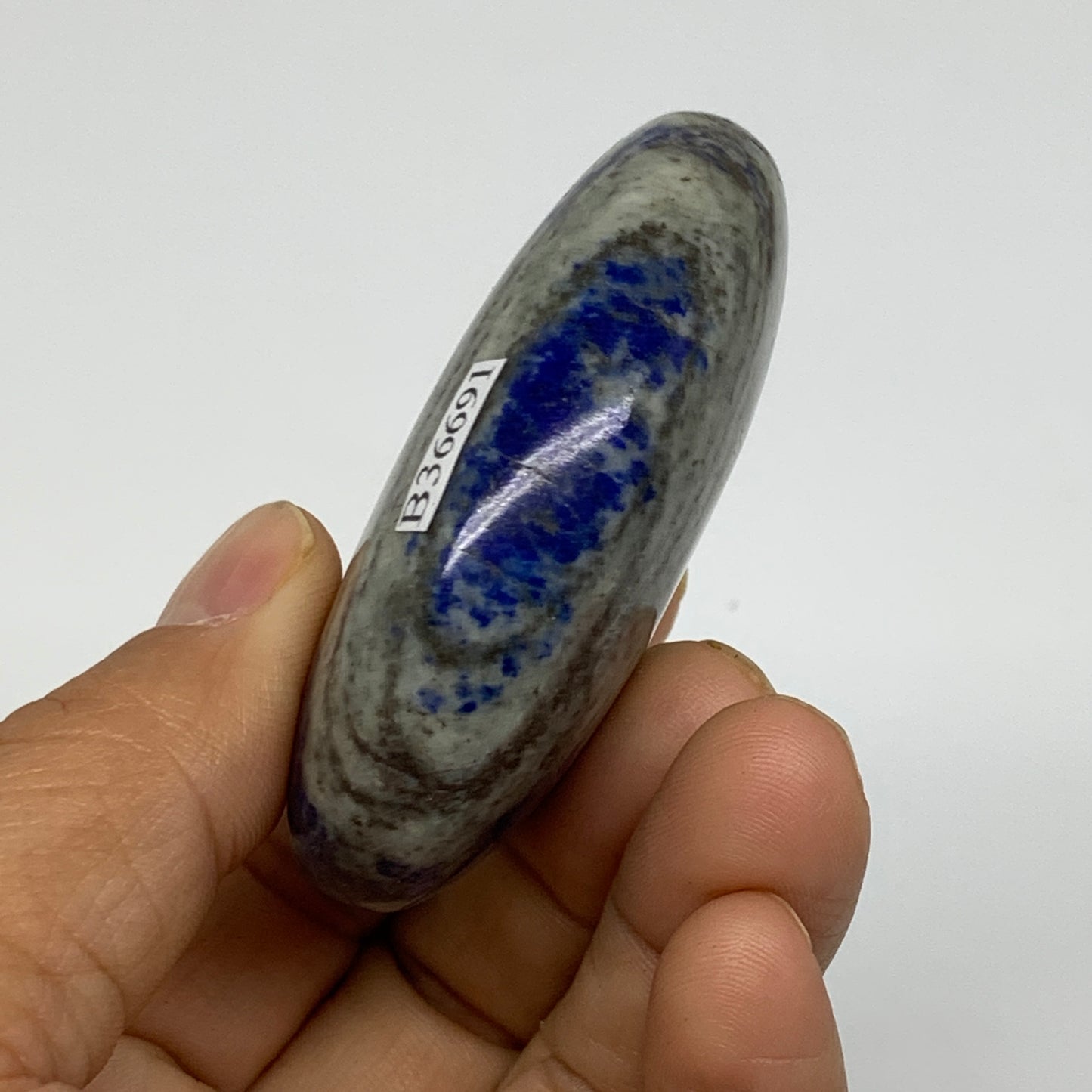 108.3g, 2.6"x1.8"x0.9", Natural Lapis Lazuli Palm Stone @Afghanistan, B36691
