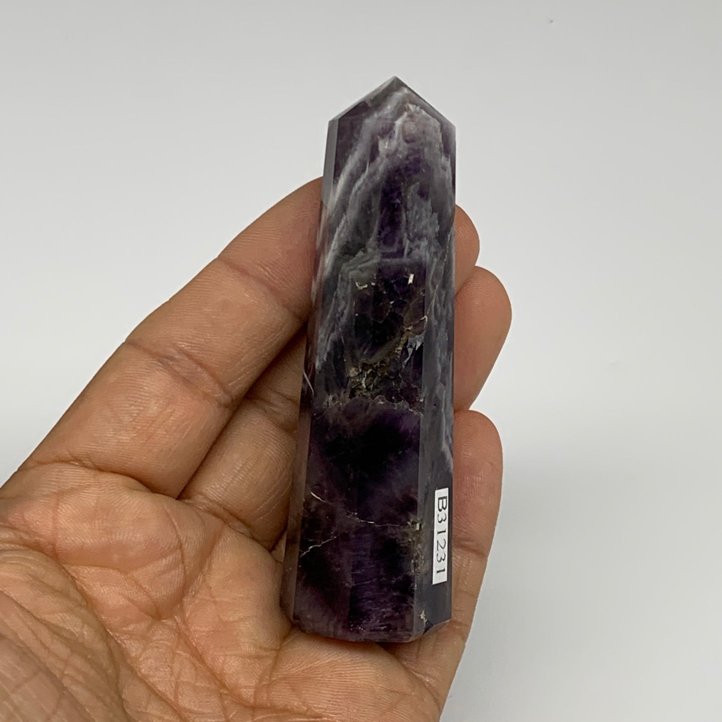 74.7g, 3.2"x0.9"x1", Natural Amethyst Tower Point Obelisk @Brazil, B31231