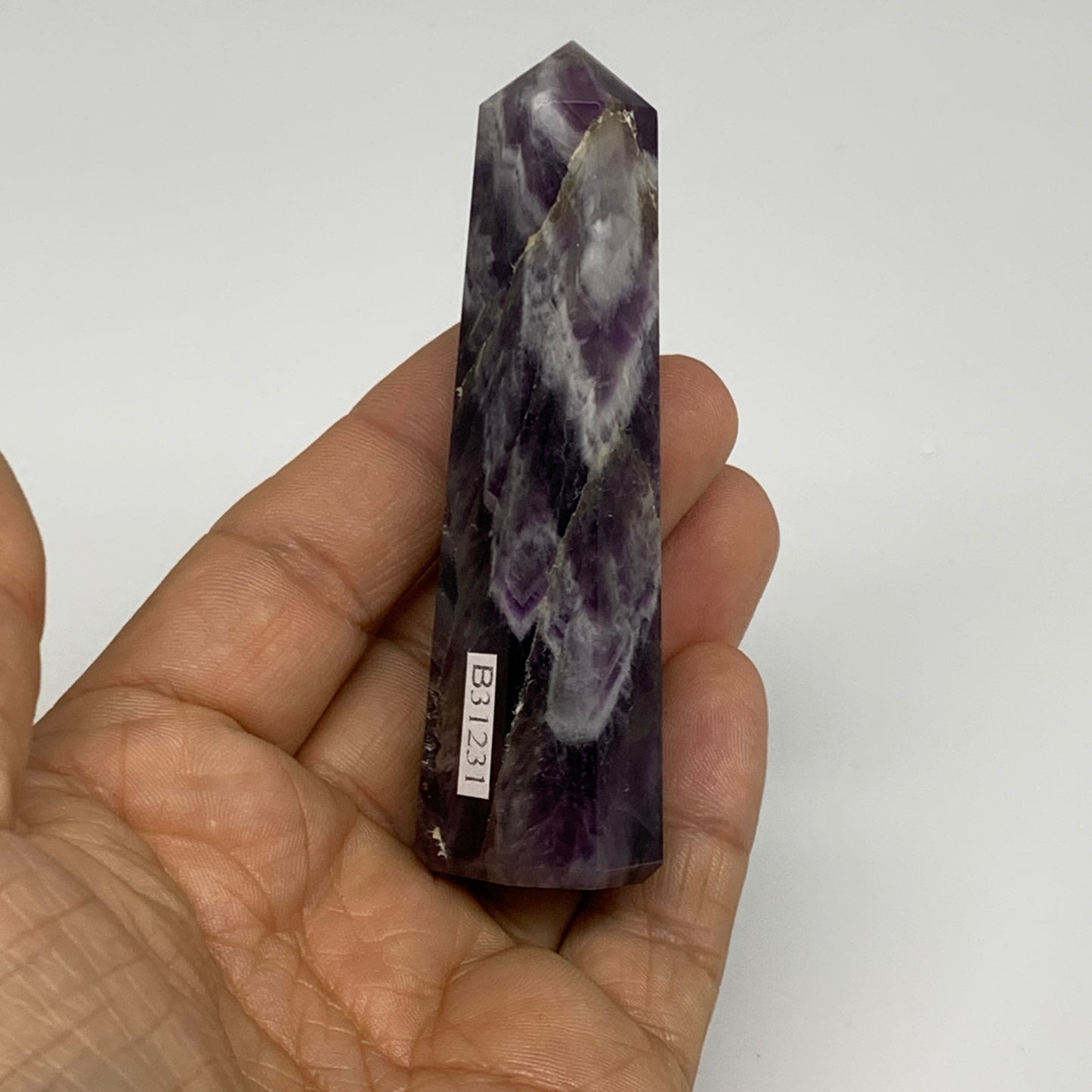 74.7g, 3.2"x0.9"x1", Natural Amethyst Tower Point Obelisk @Brazil, B31231