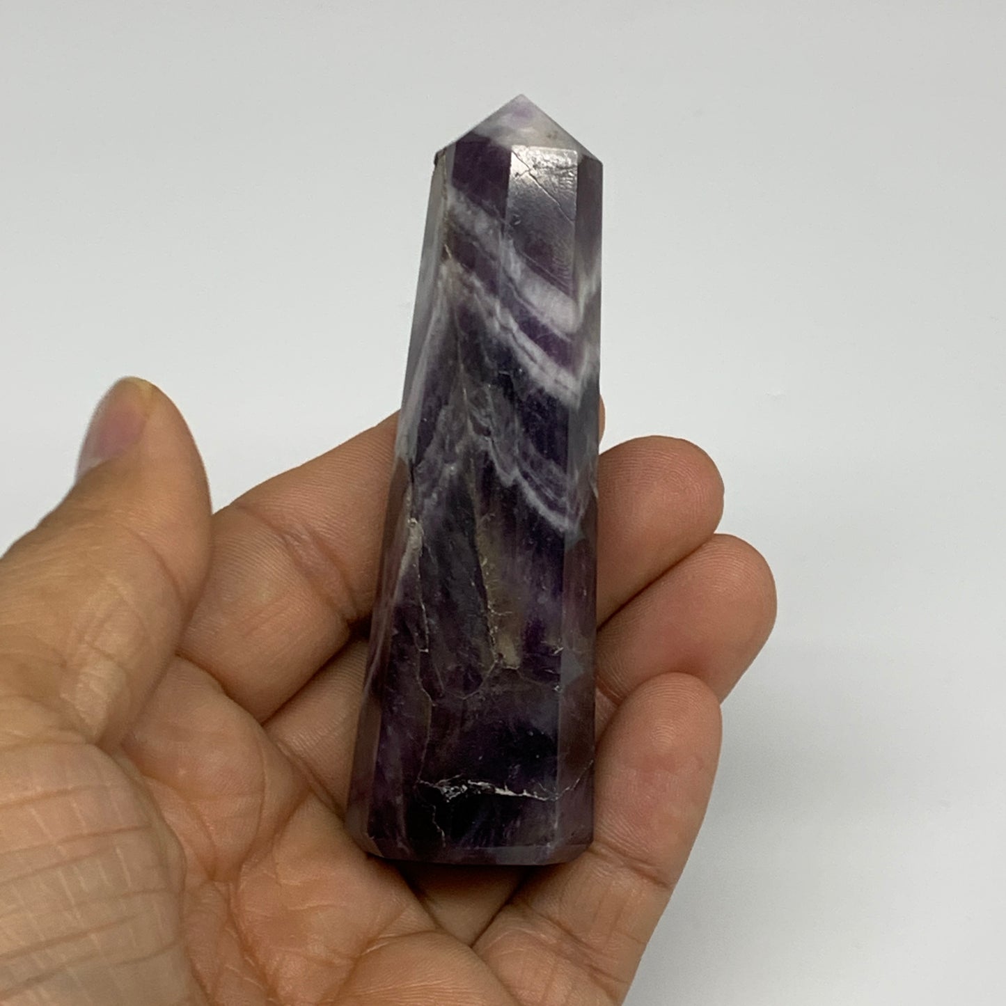 74.7g, 3.2"x0.9"x1", Natural Amethyst Tower Point Obelisk @Brazil, B31231