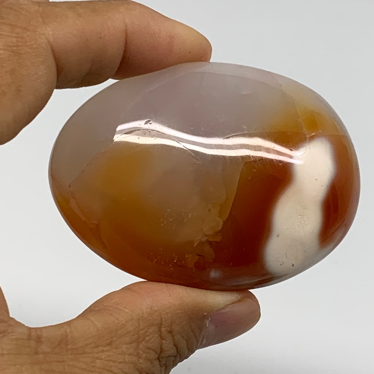 217.7g, 2.5"-2.5", 2pcs, Red Carnelian Palm-Stone Gem Crystal Polished, B37602