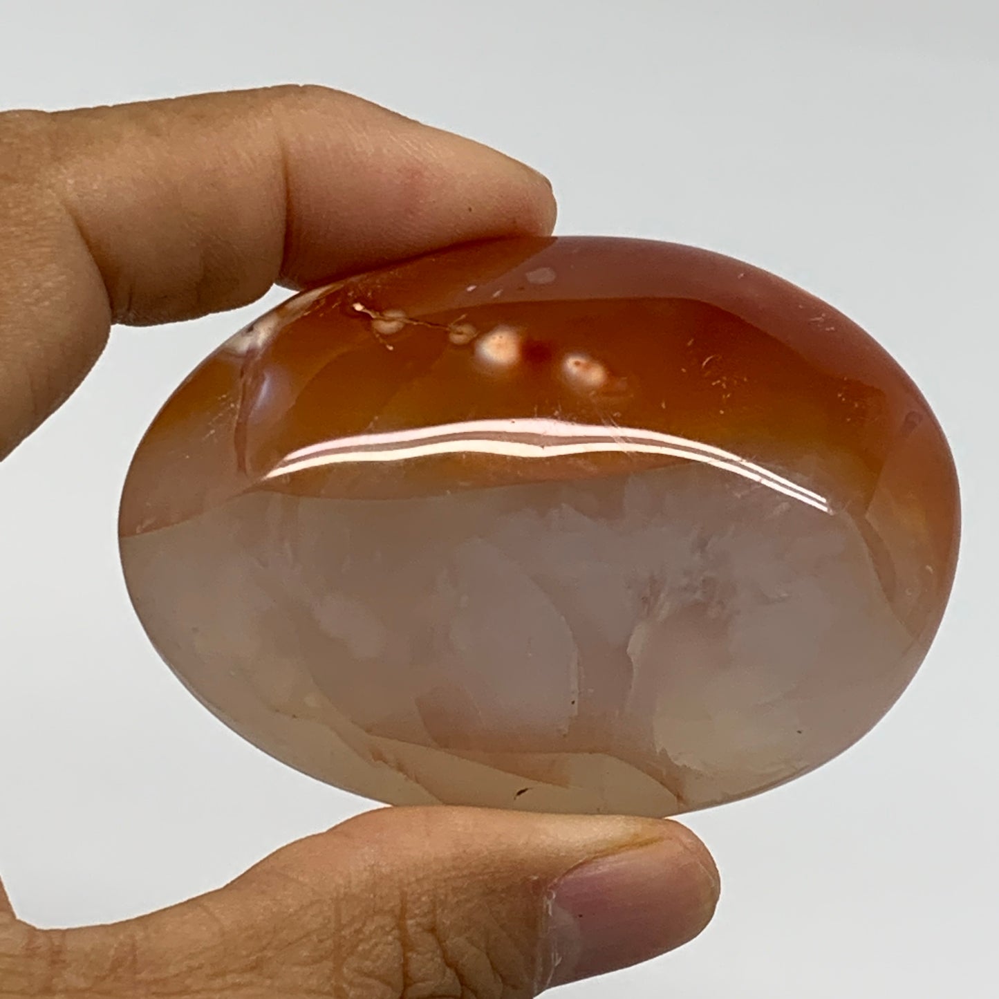 217.7g, 2.5"-2.5", 2pcs, Red Carnelian Palm-Stone Gem Crystal Polished, B37602