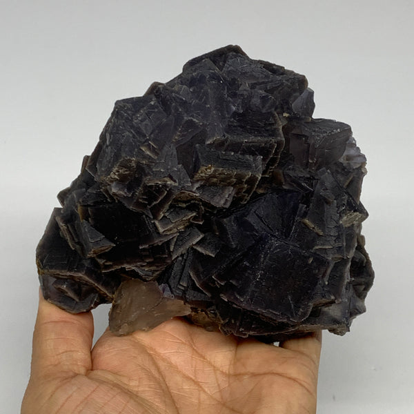 26 lbs, 4.5"x4.2"x3.3", Purple Fluorite Crystal Mineral Specimen @Pakistan, B273