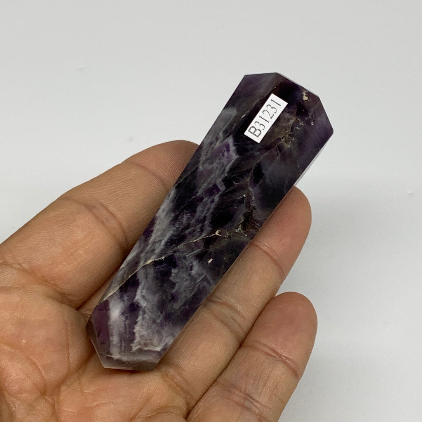 74.7g, 3.2"x0.9"x1", Natural Amethyst Tower Point Obelisk @Brazil, B31231